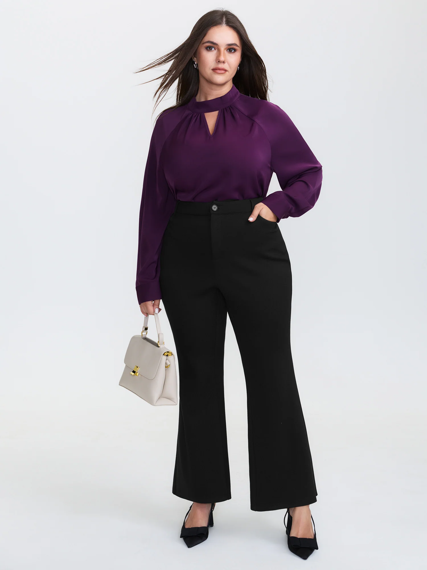 Stretchy Back Waistband Bootcut Pants