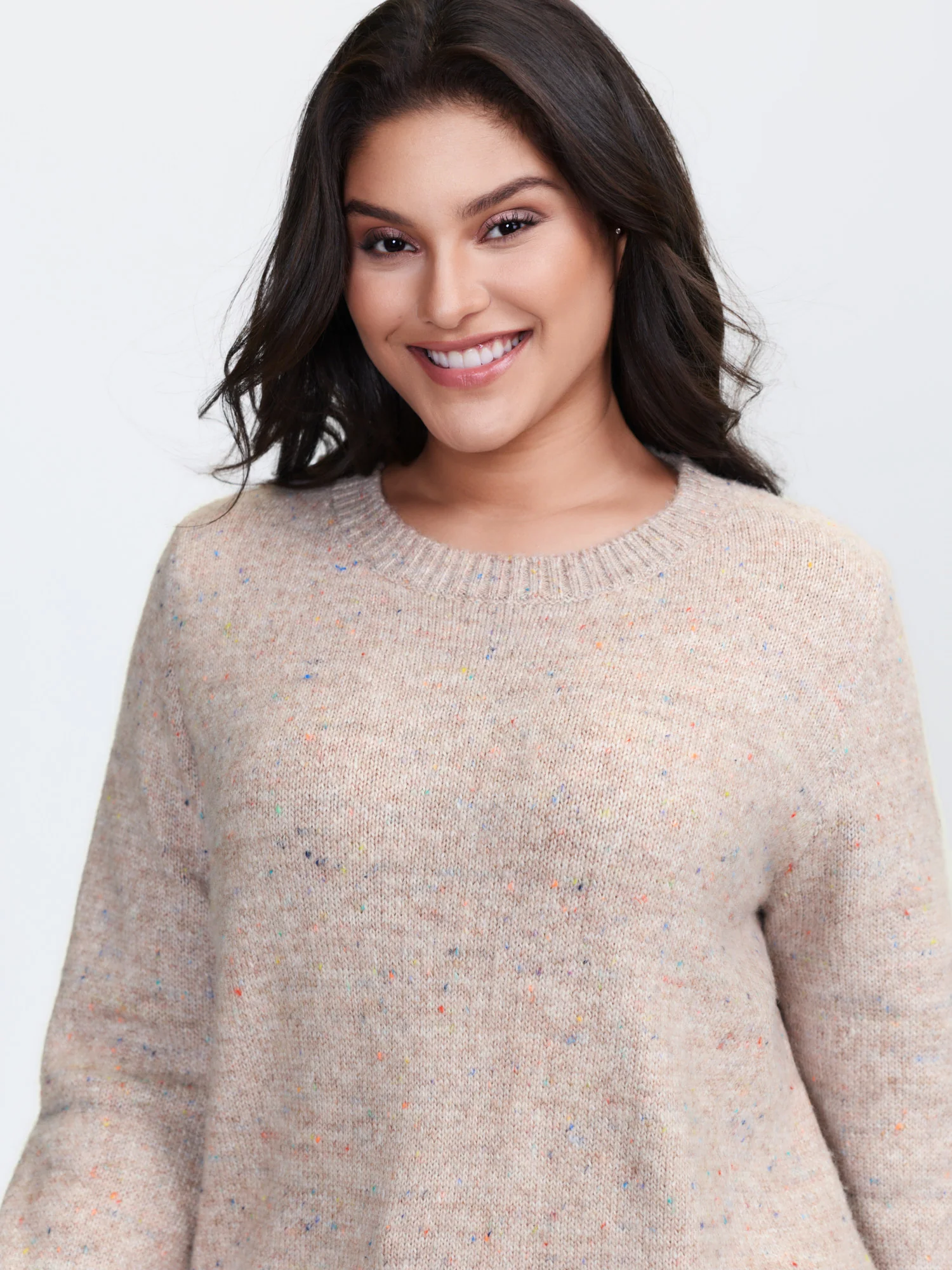 Heather Crewneck Ribbed Hem Pullover