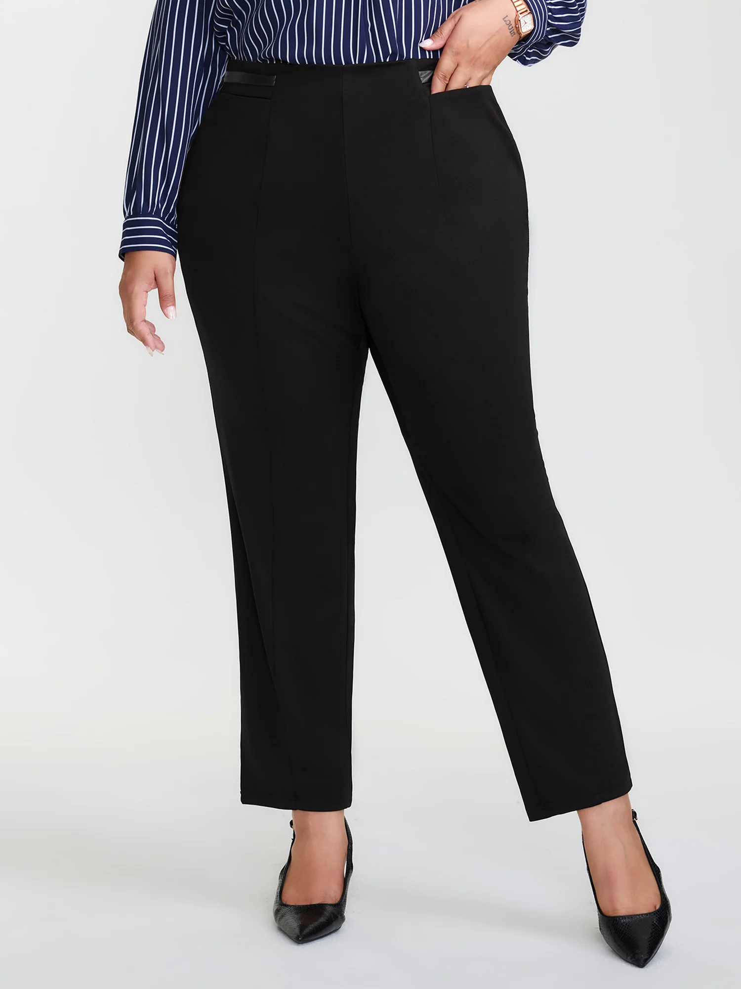 Stretchy Patchwork Skinny-Fit Pants