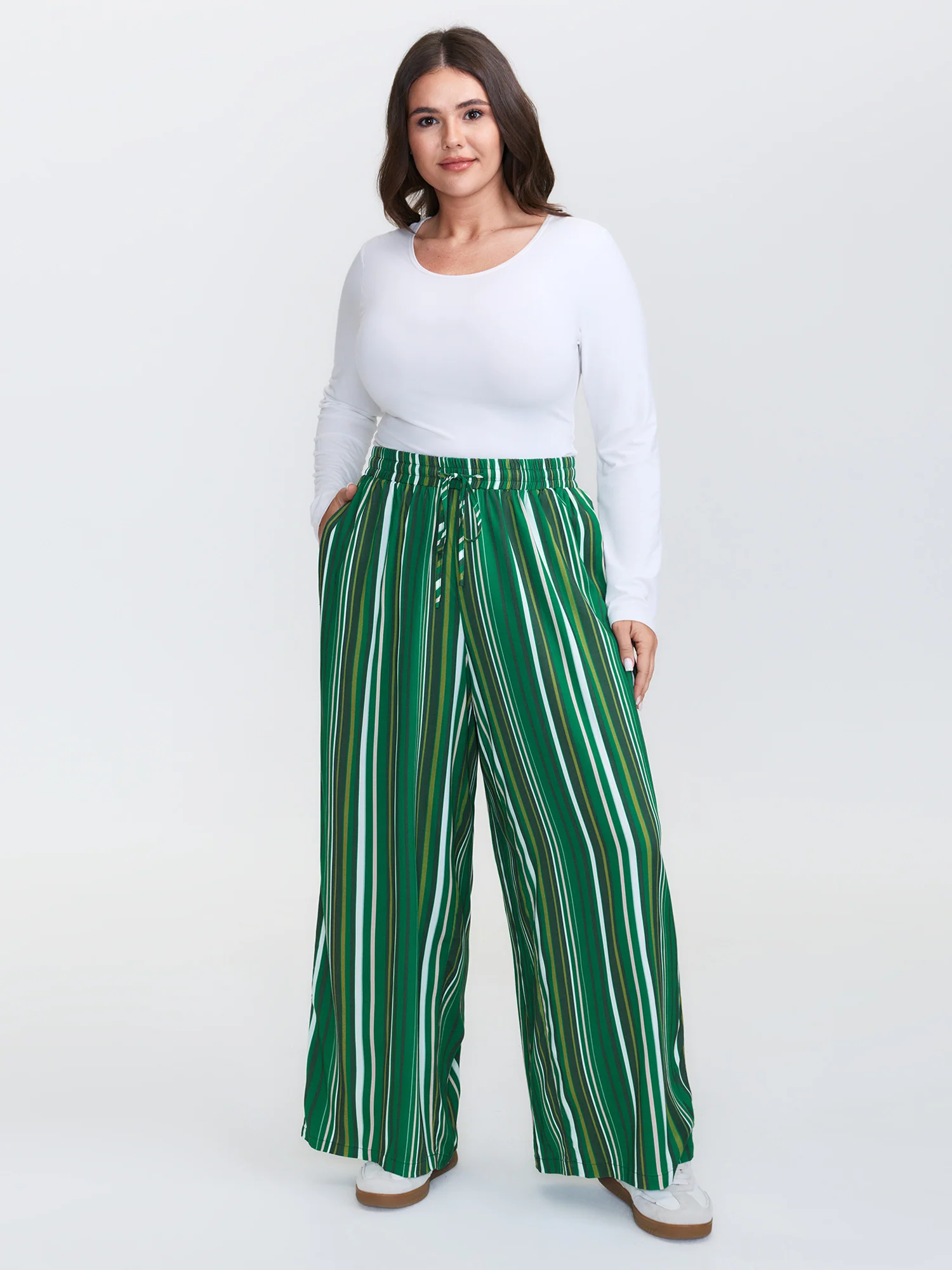 Colorful Stripes Drawstring Waist Pants