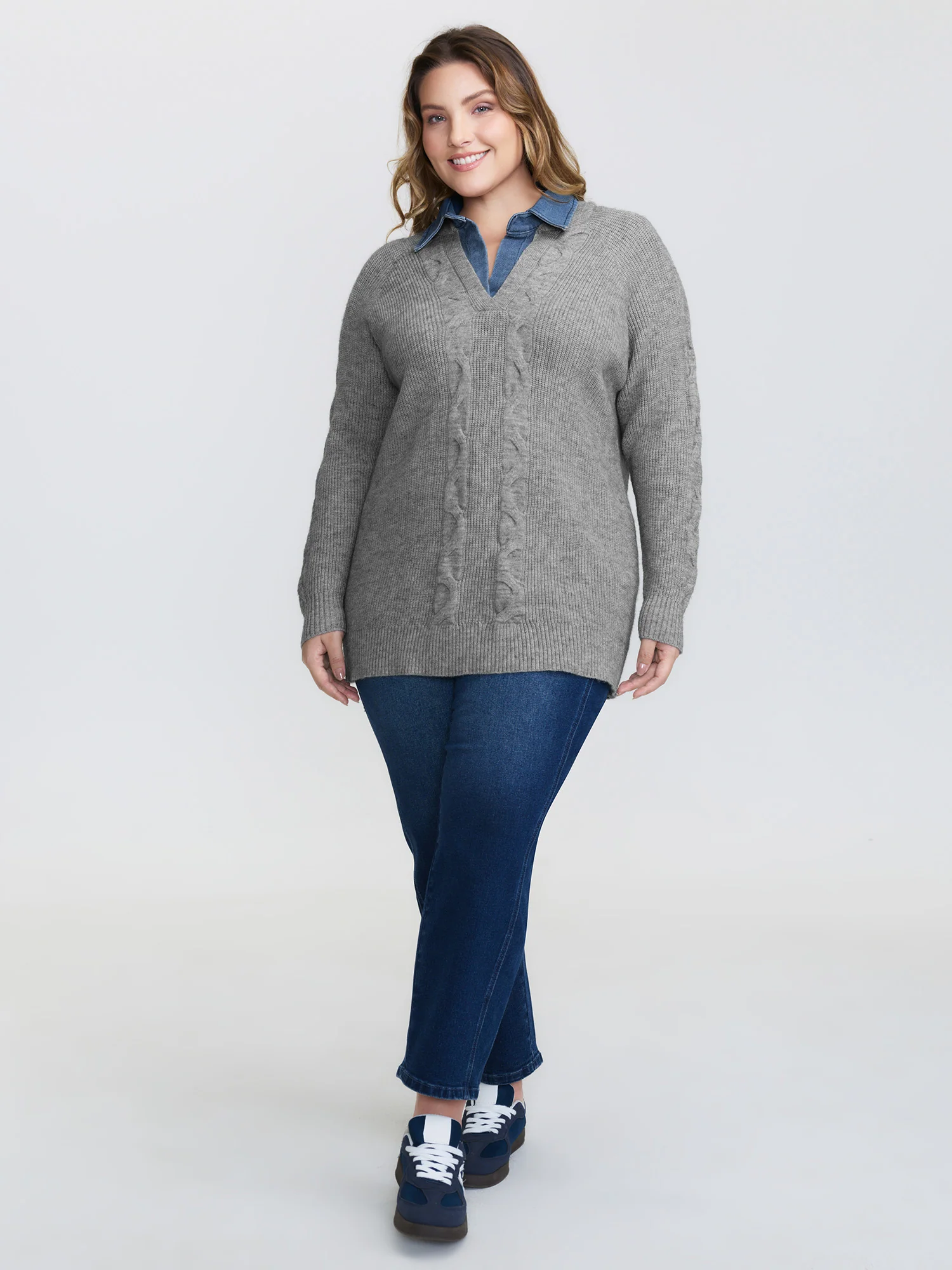 Supersoft Color Contrast Collar Textured Pullover