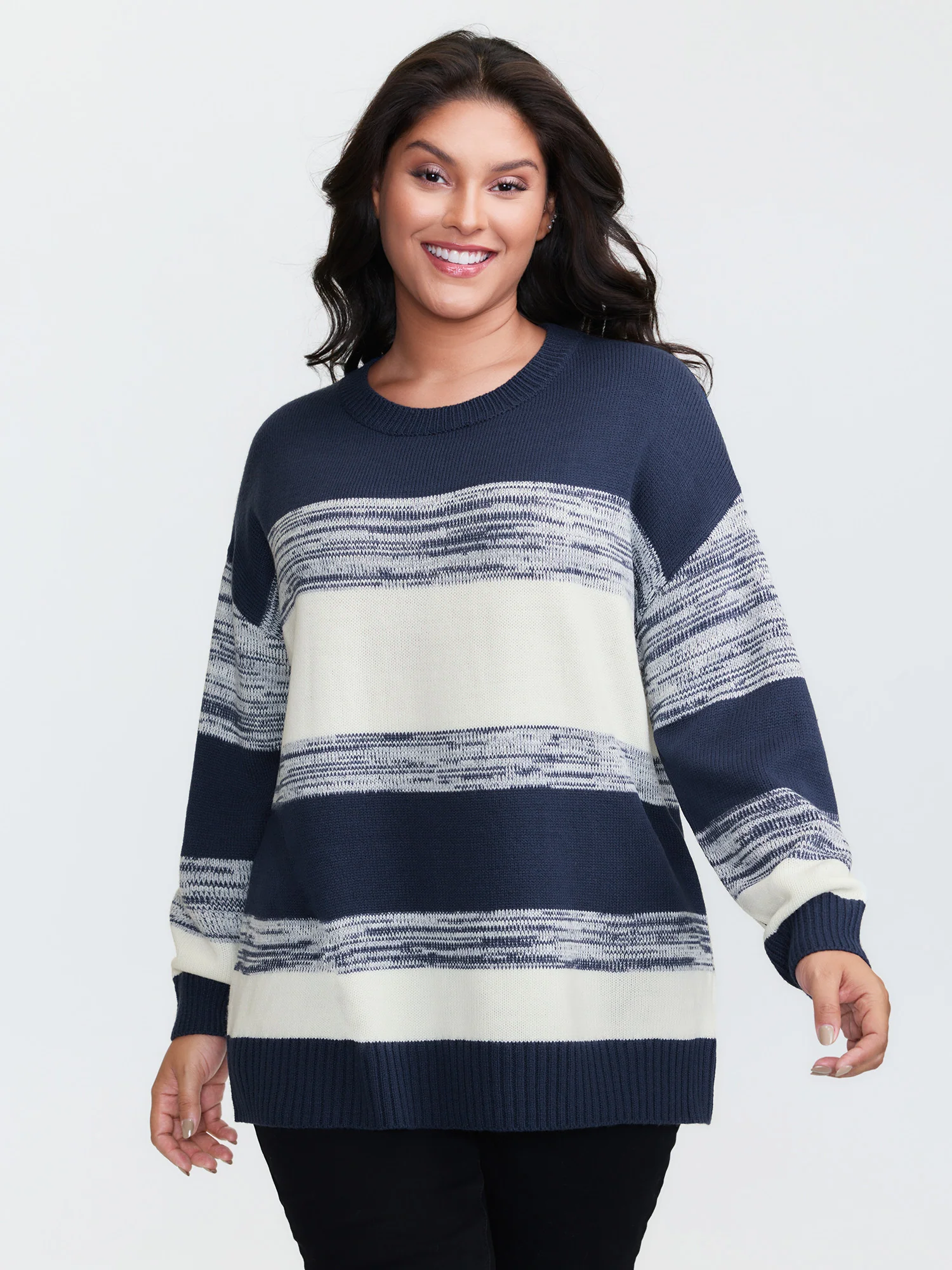 Yarn Blend Colorblock Pullover