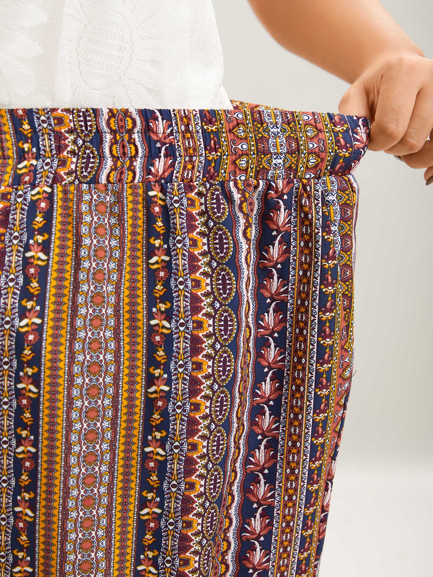 Boho Striped Split Jogger Pants