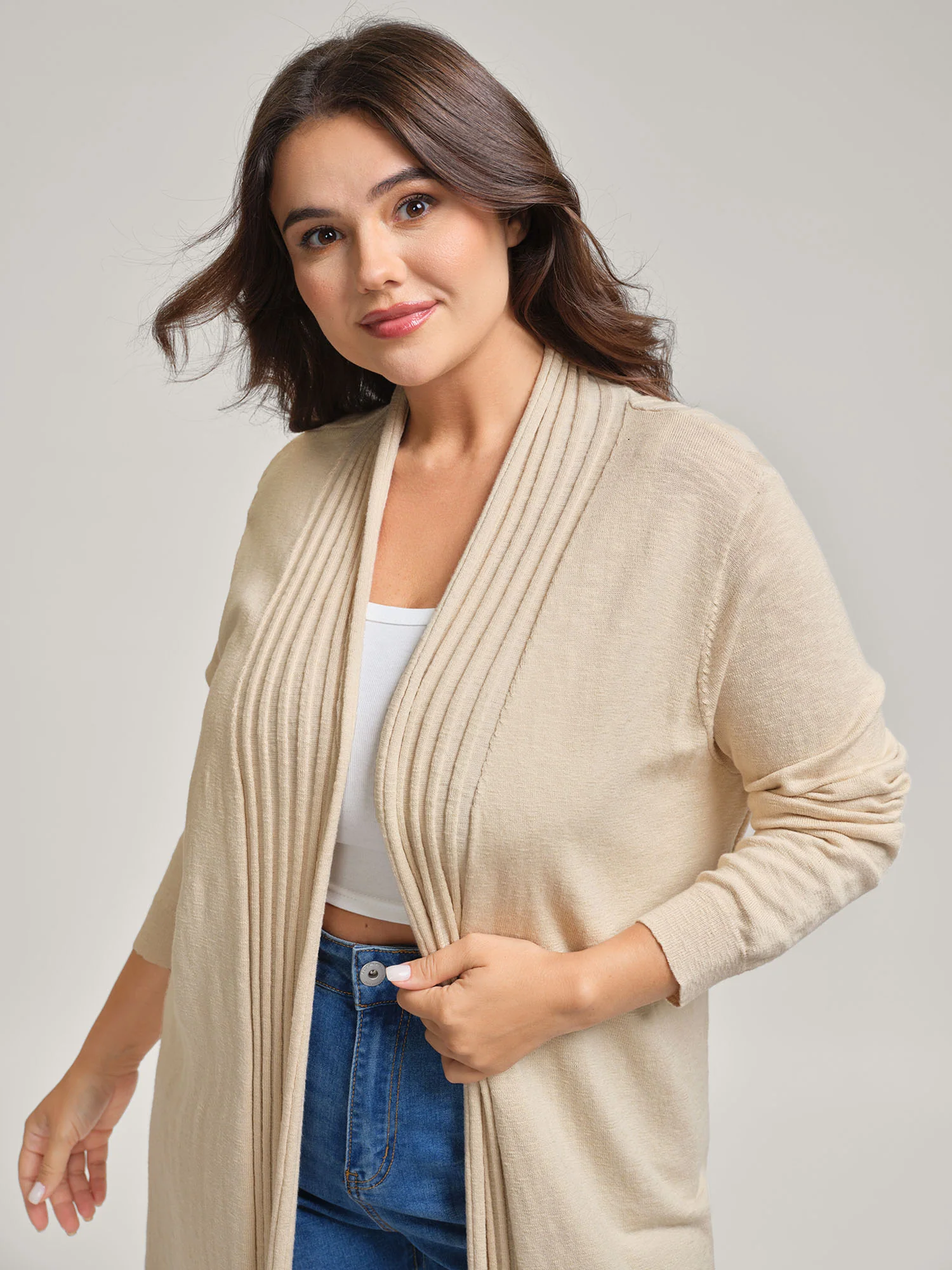 Supersoft Lapel Collar Textured Knit Cardigan