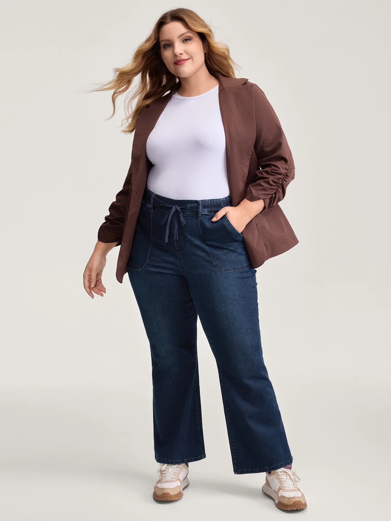 Supersoft Elastic Waist Drawstring Bootcut Jeans