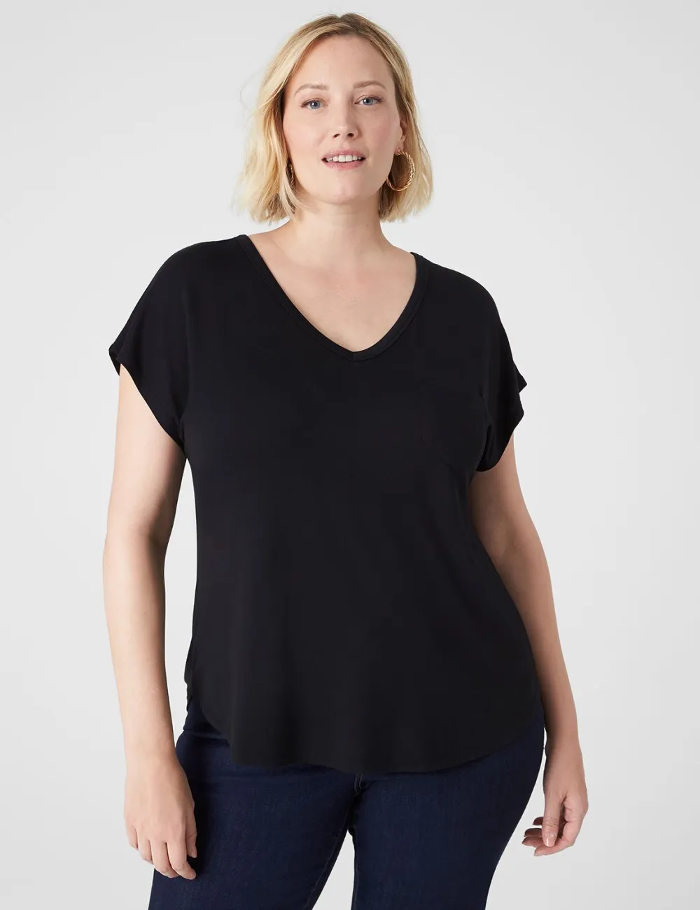 Short-Sleeve V-Neck Pocket Tee