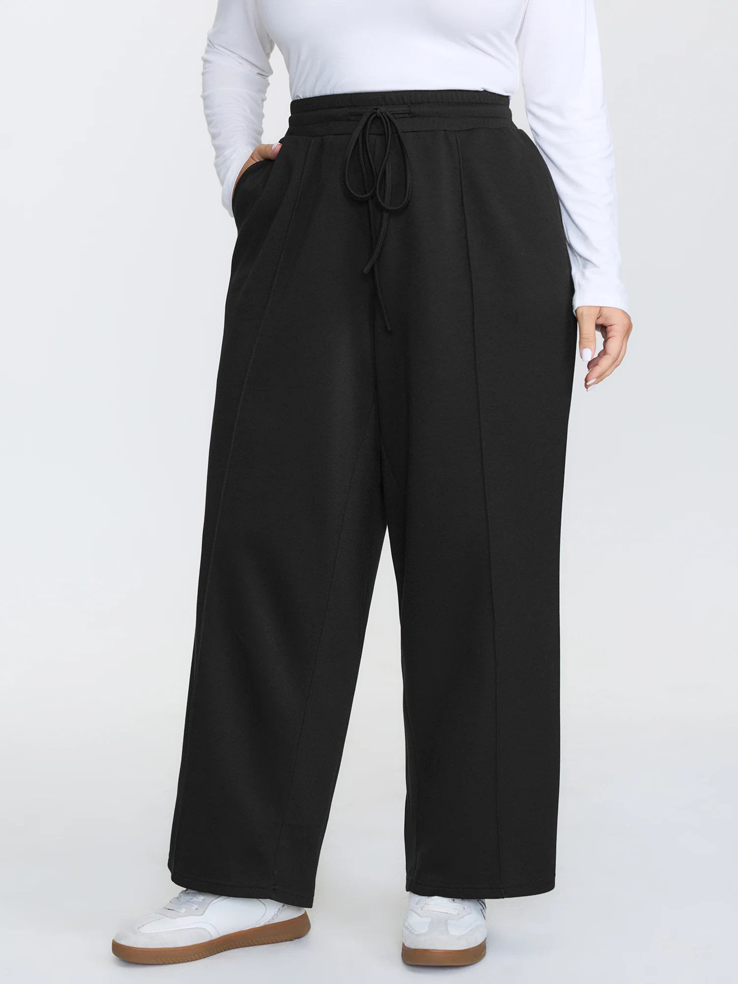 Stretchy Waist Pockets Drawstring Pants