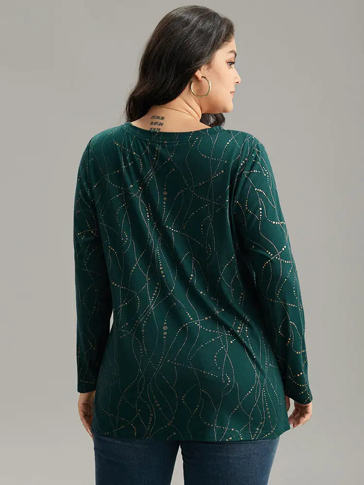 Polka Dot Contrast Round Neck T-Shirt