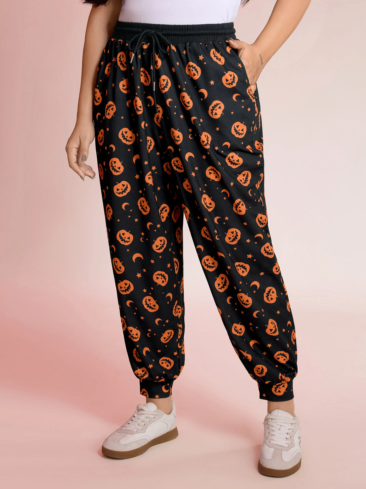 Pumpkin Halloween Drawstring Jogger Pants
