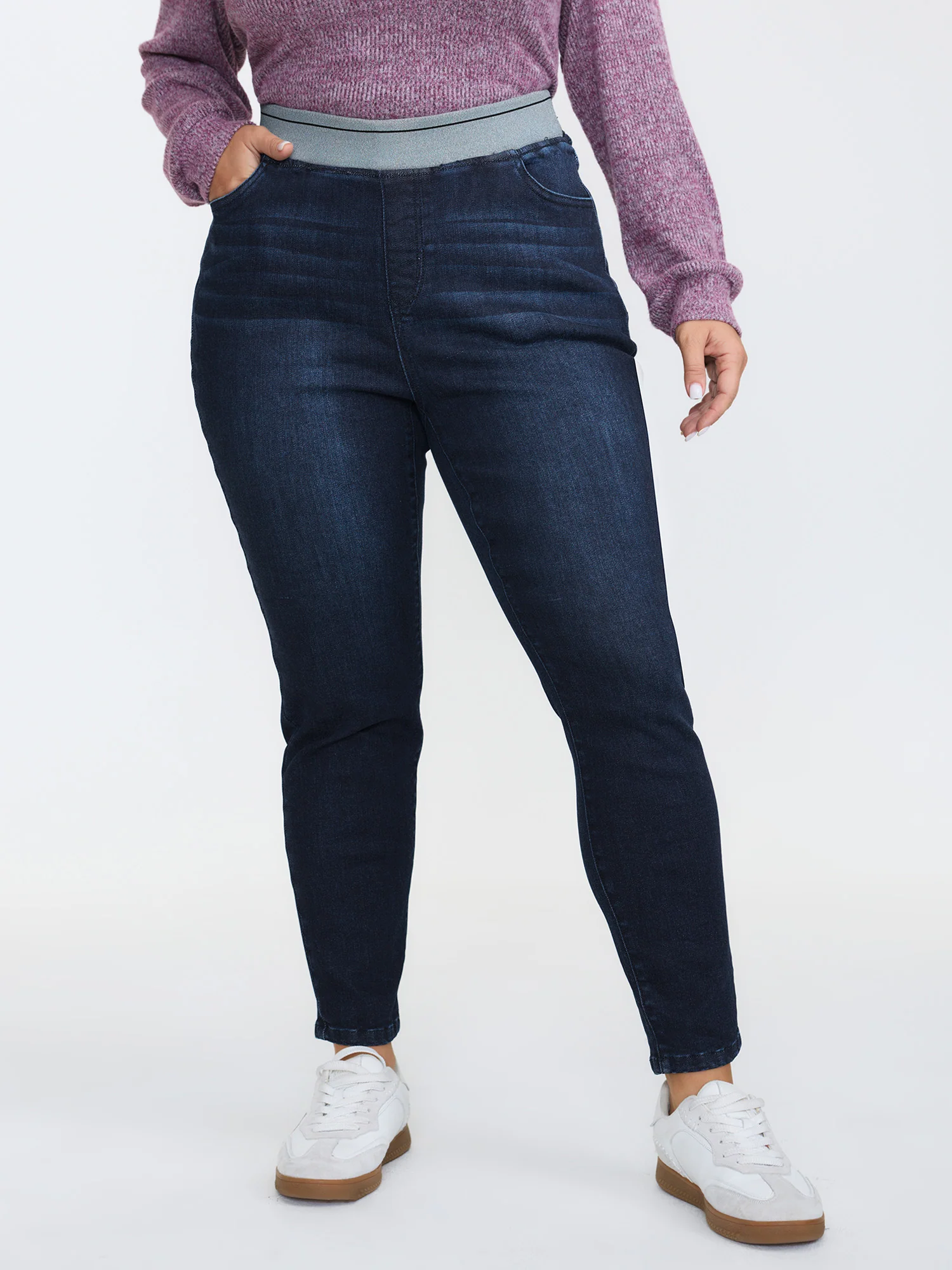 Supersoft Rubber Wide Waist Skinny-Fit Jeans