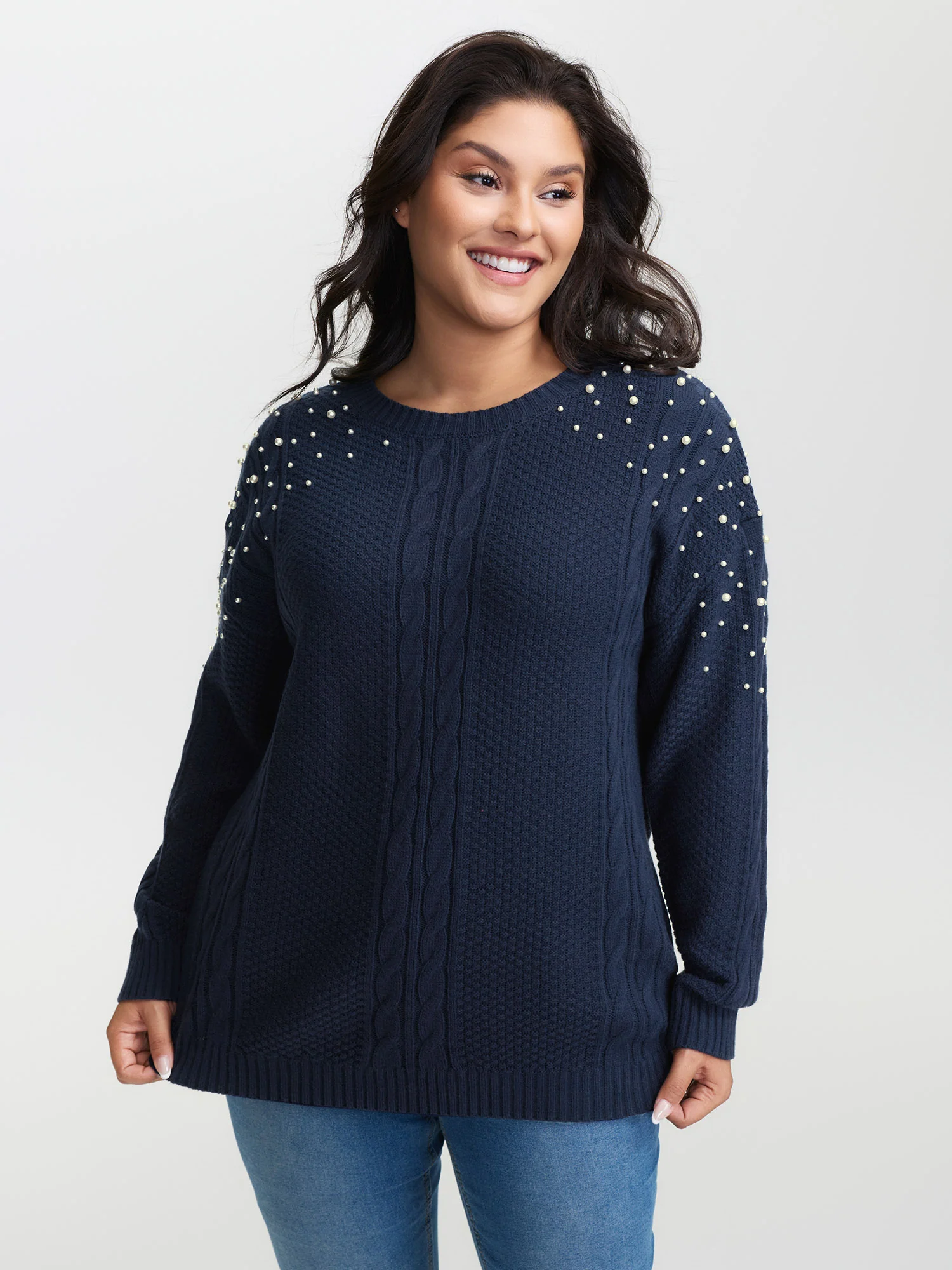 Twist Stitch Beadwork Textured Pullover