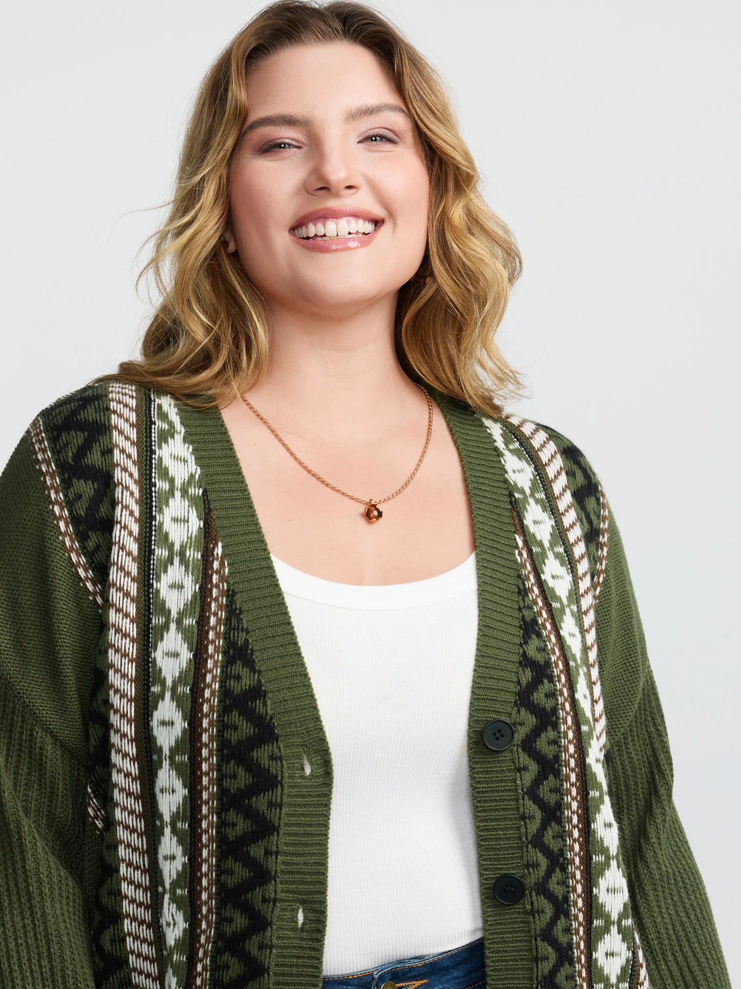 Textured Button-Front Straight Sleeve Knit Cardigan