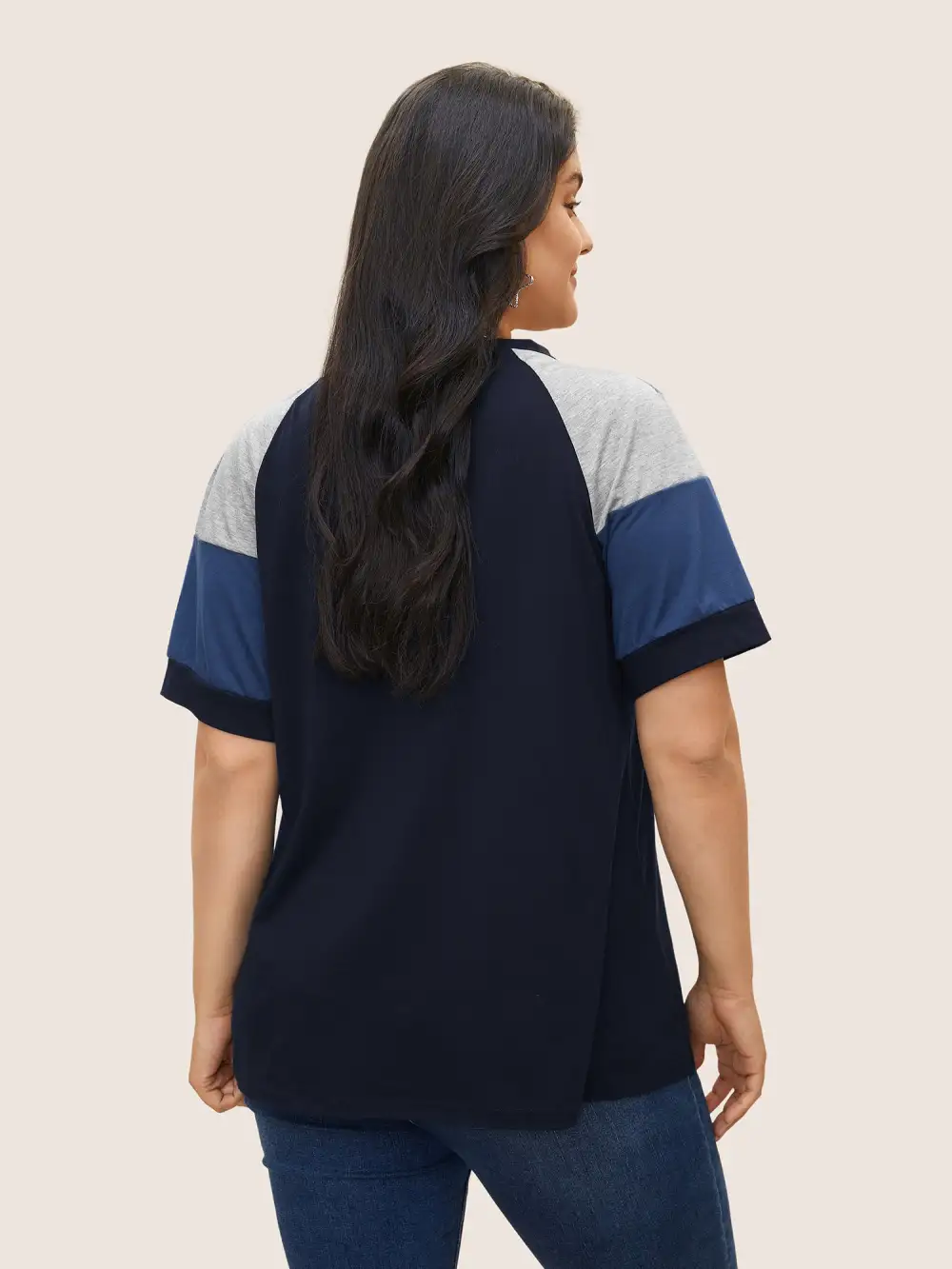 Colorblock Contrast Crew Neck Raglan Sleeve T-Shirt