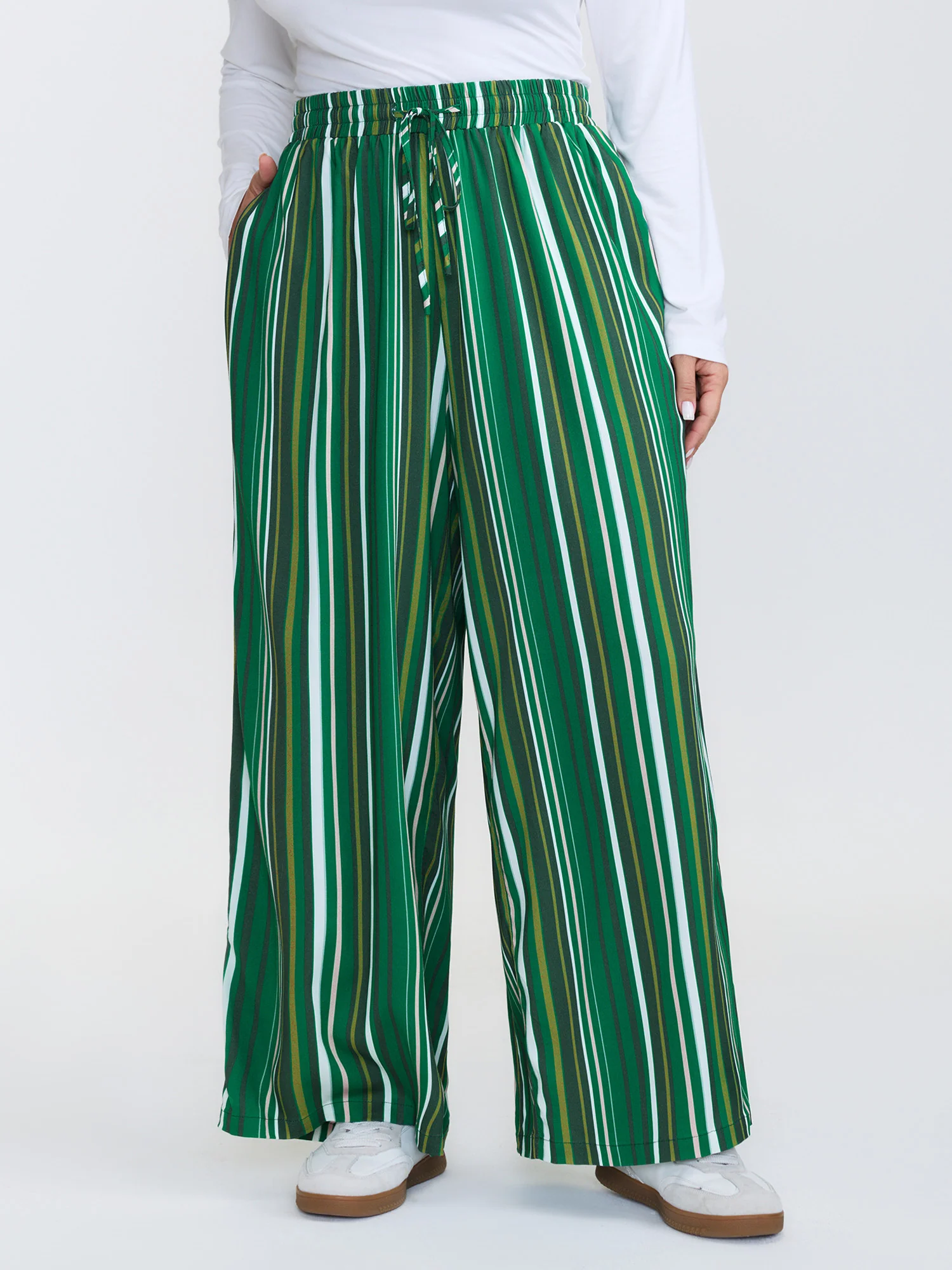 Colorful Stripes Drawstring Waist Pants