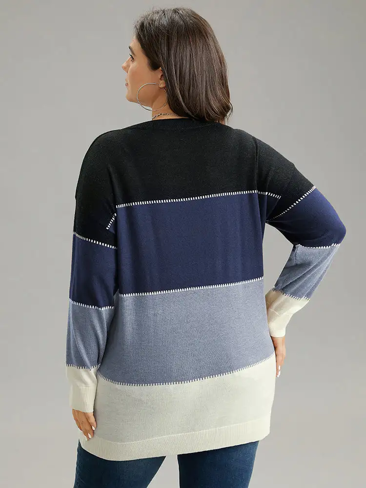 Supersoft Essentials Colorblock Contrast Round Neck Pullover