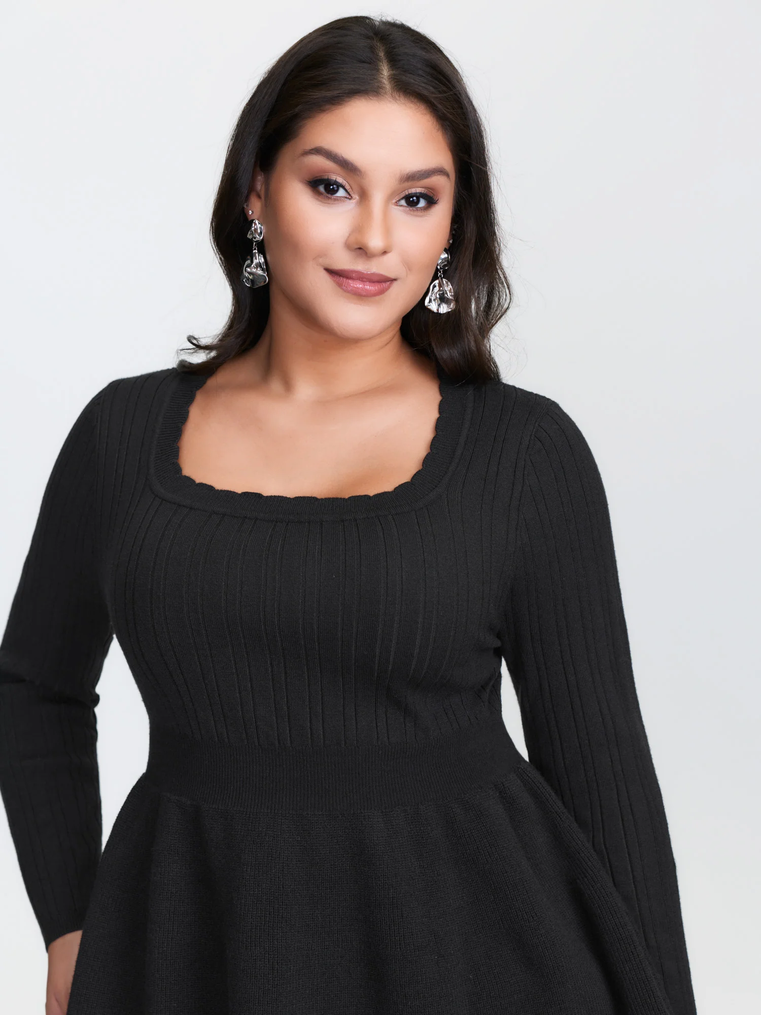 Textured Scoop Neck Cinched-Waist Pullover