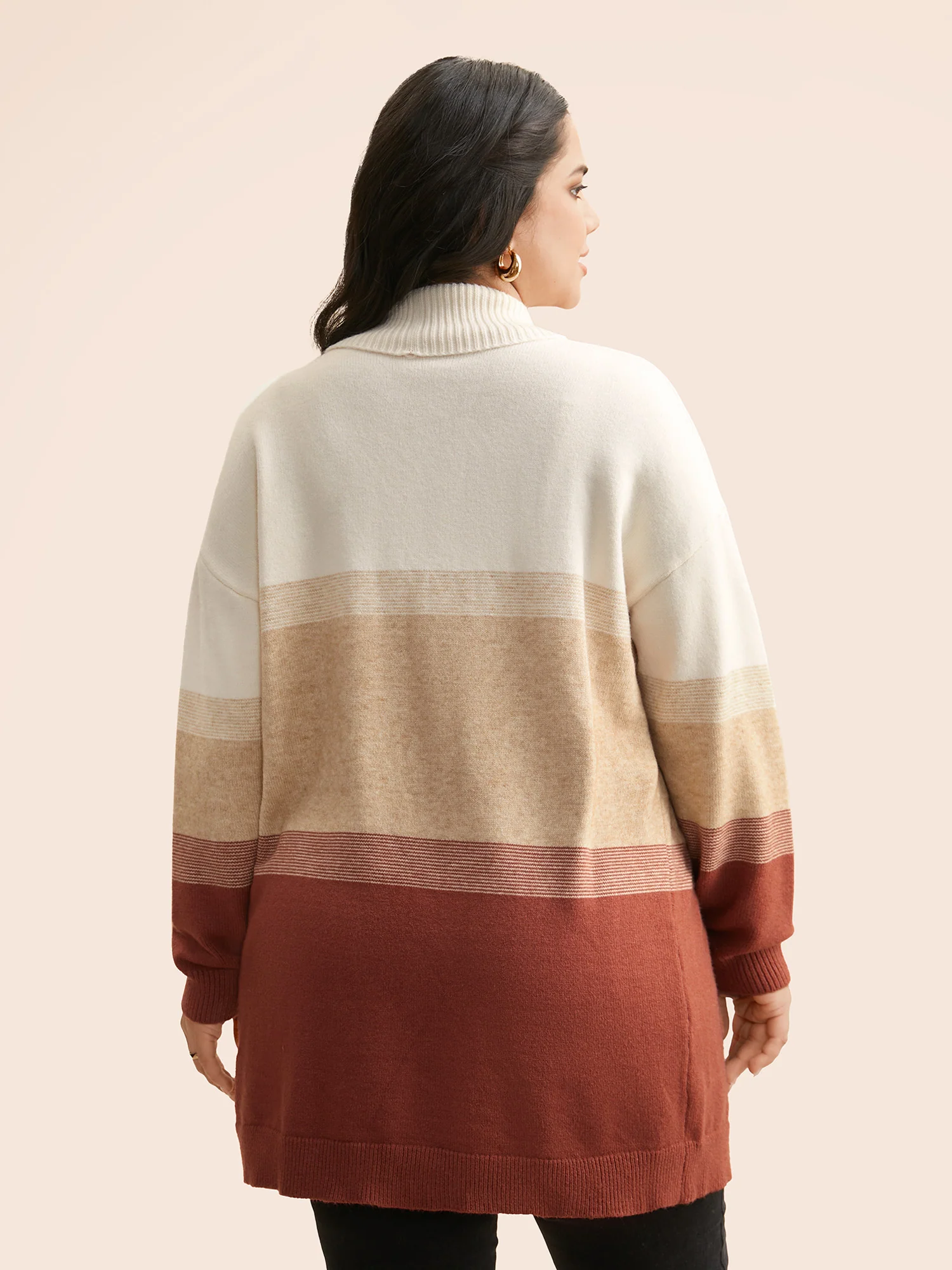 Ombre Contrast Drop Shoulder Cardigan