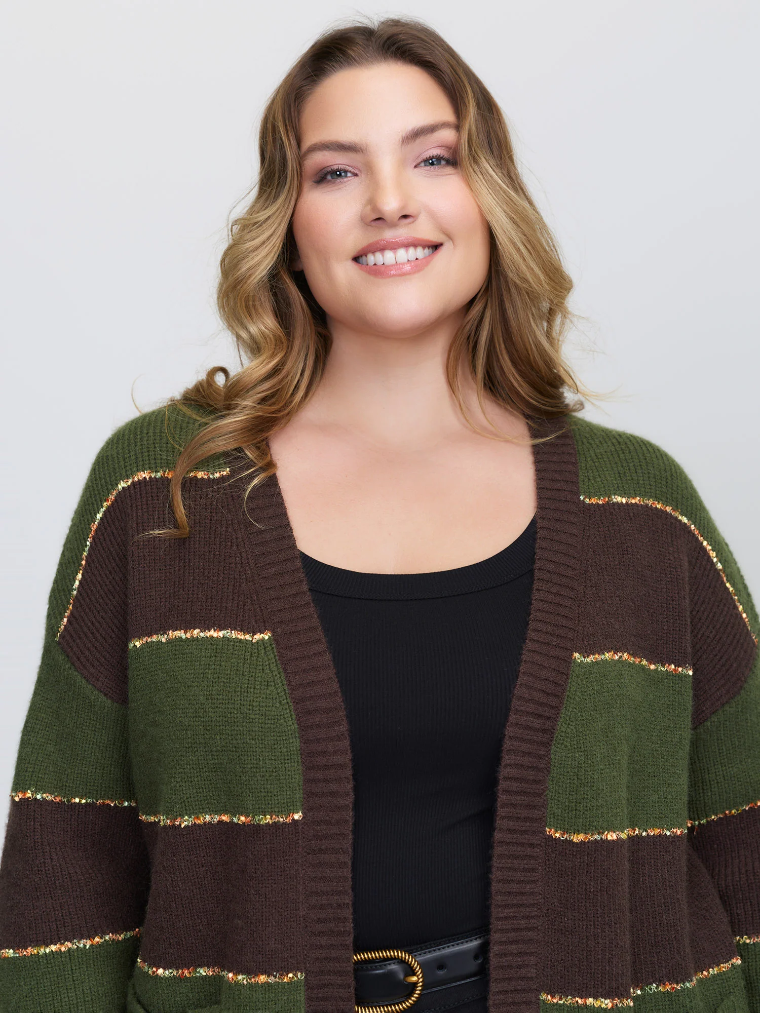 Textured Front-Open Heather Knit Cardigan