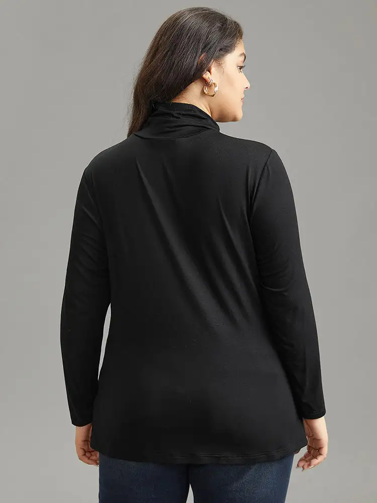 Supersoft Essentials Solid Funnel Neck Knit T-Shirt