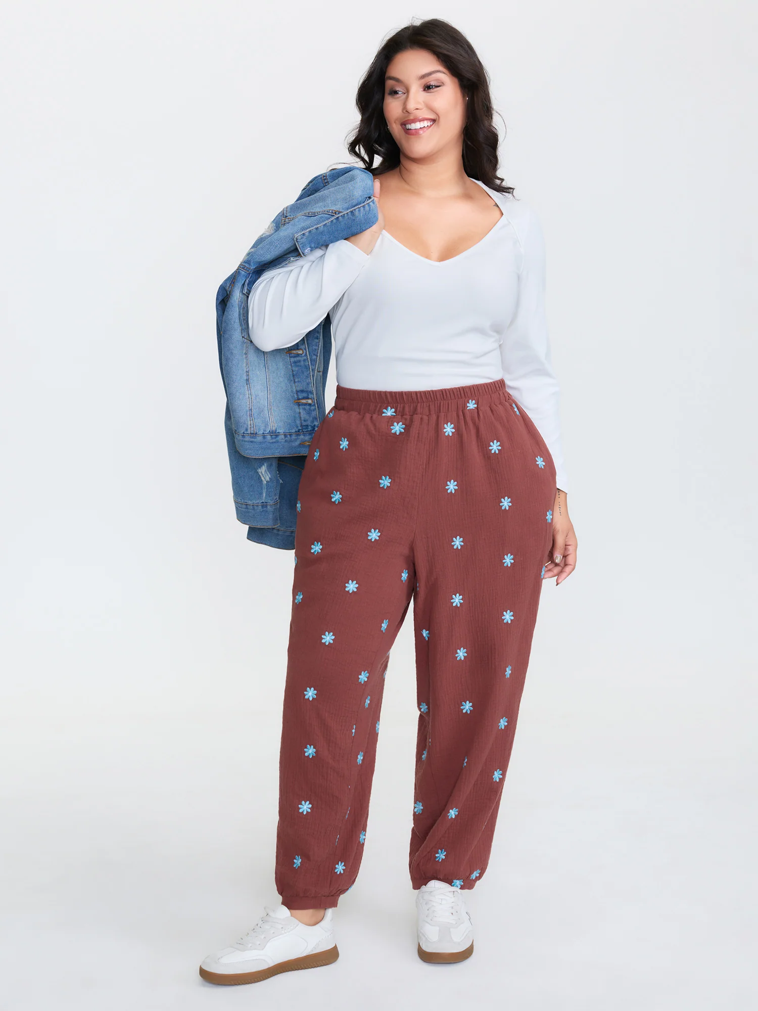 Supersoft Floral Embroidered Pants