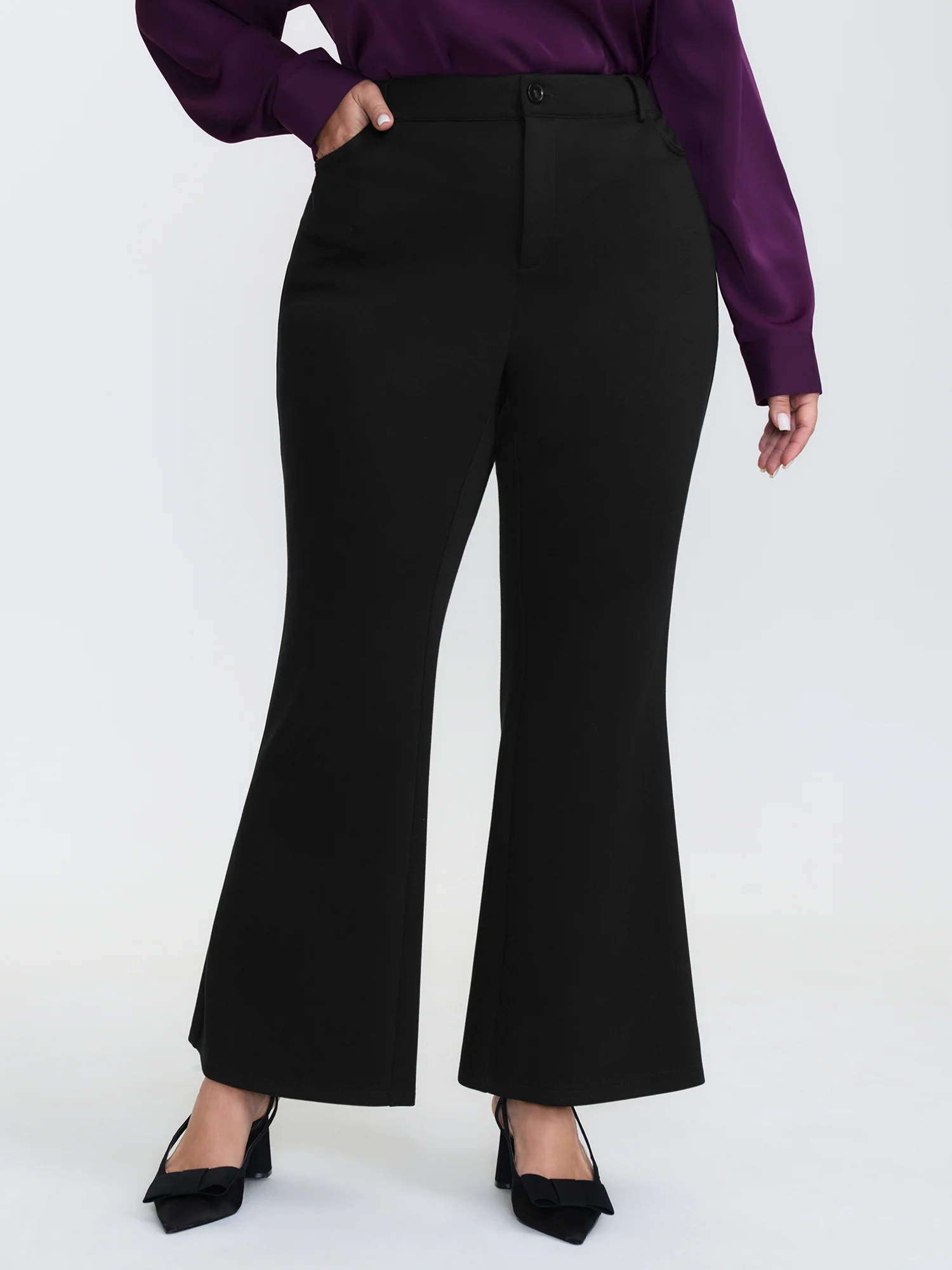 Stretchy Back Waistband Bootcut Pants