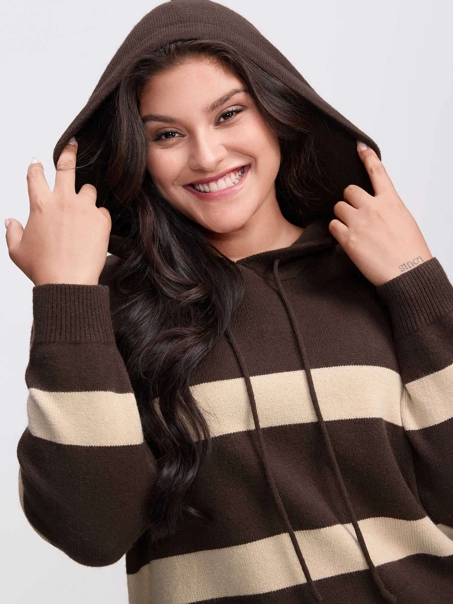 Supersoft Stripe Slit Hooded Pullover