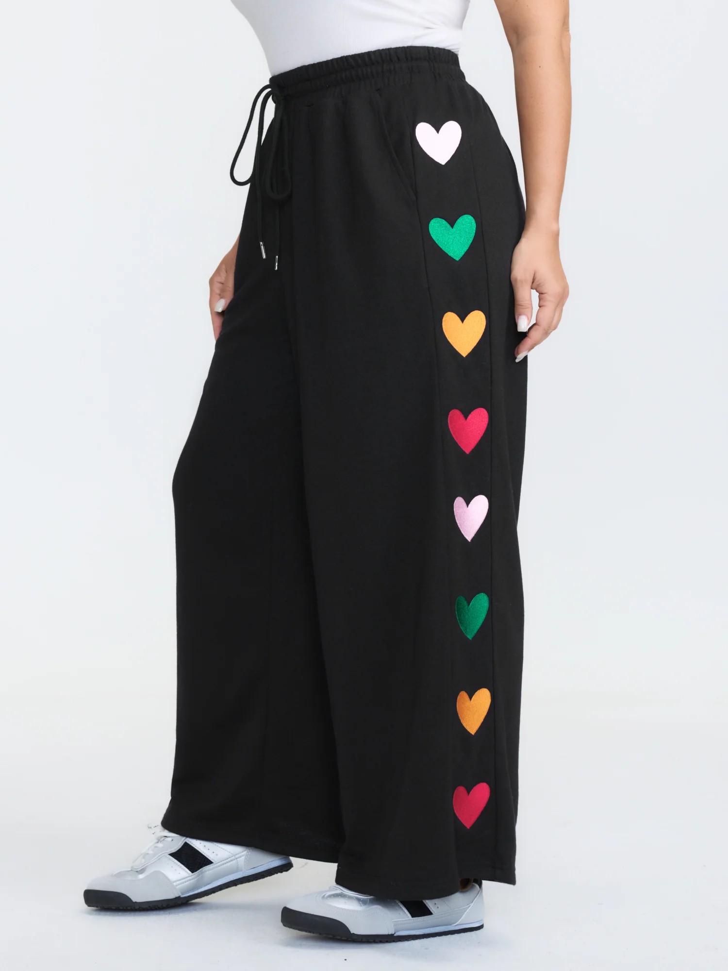 Embroidered Side Panel Stretchy Pants