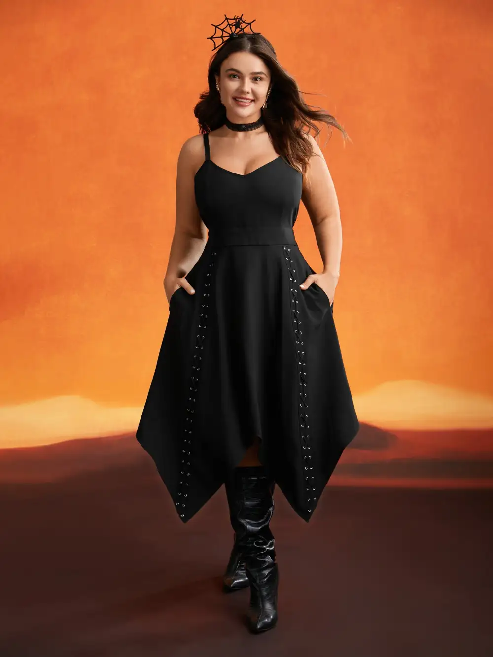 Mystic Irregular Lace Up Midi Dress