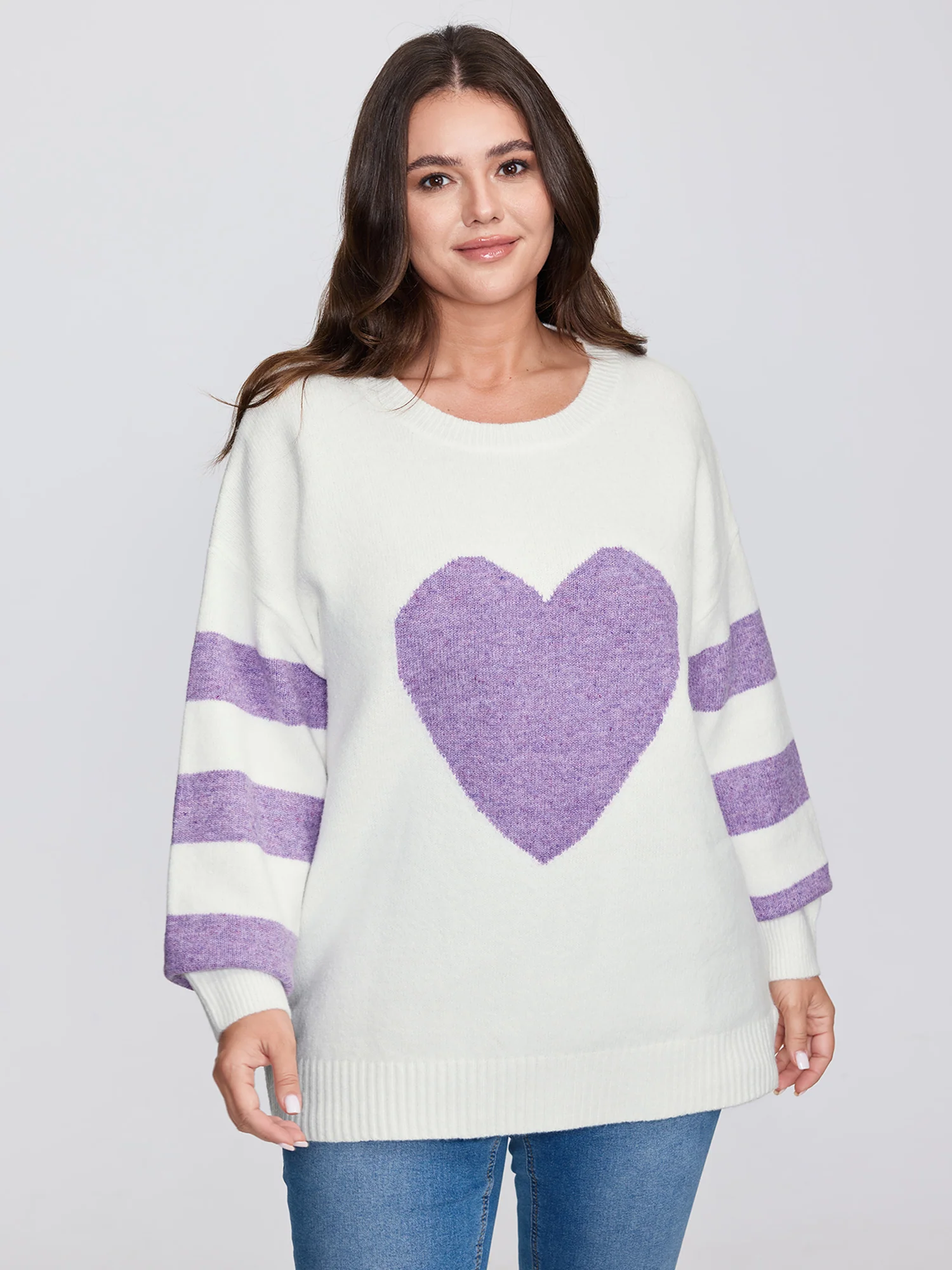 Love Pattern Jacquard Stripe Pullover