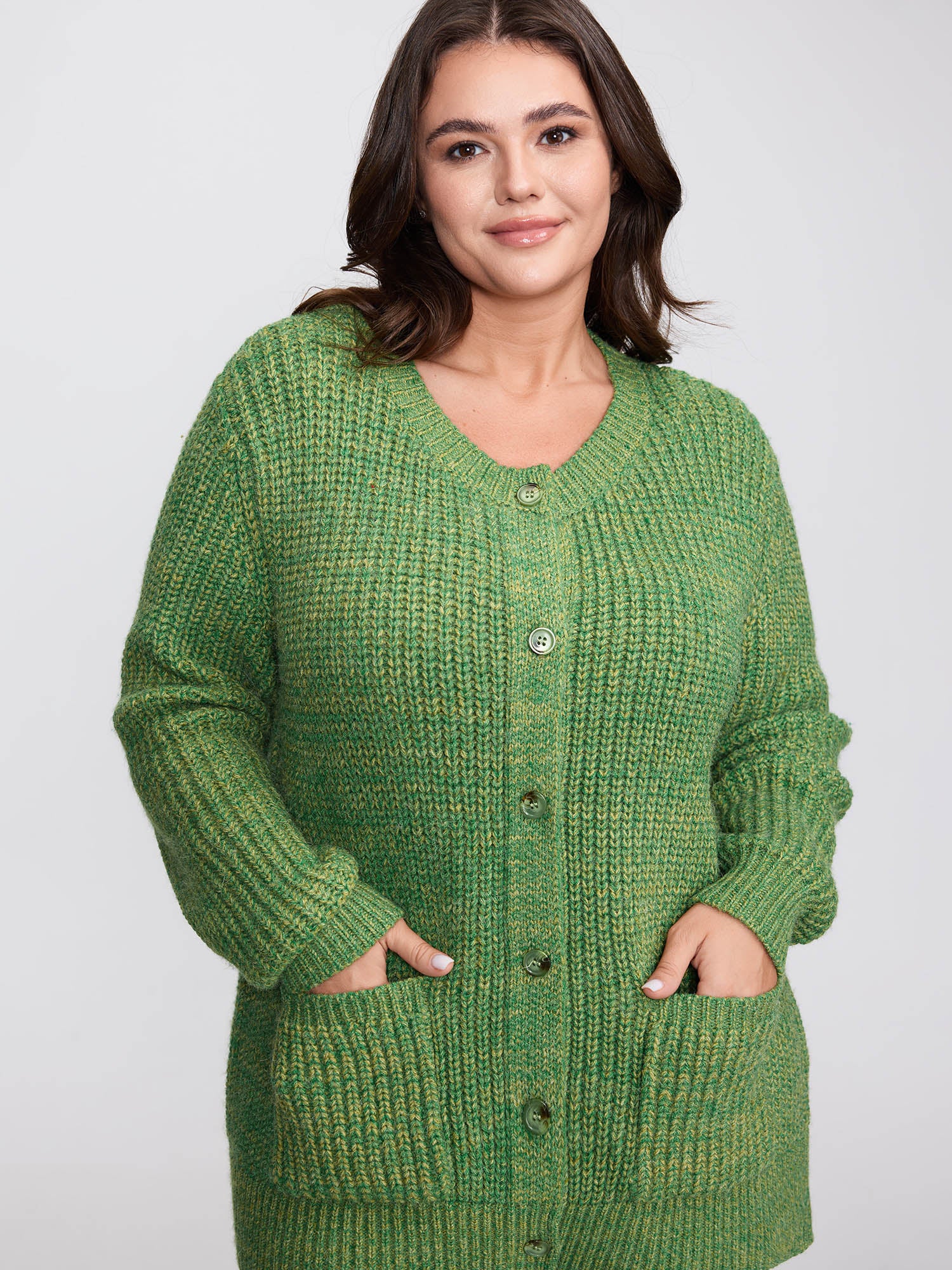 Heather Pockets Button Knit Cardigan