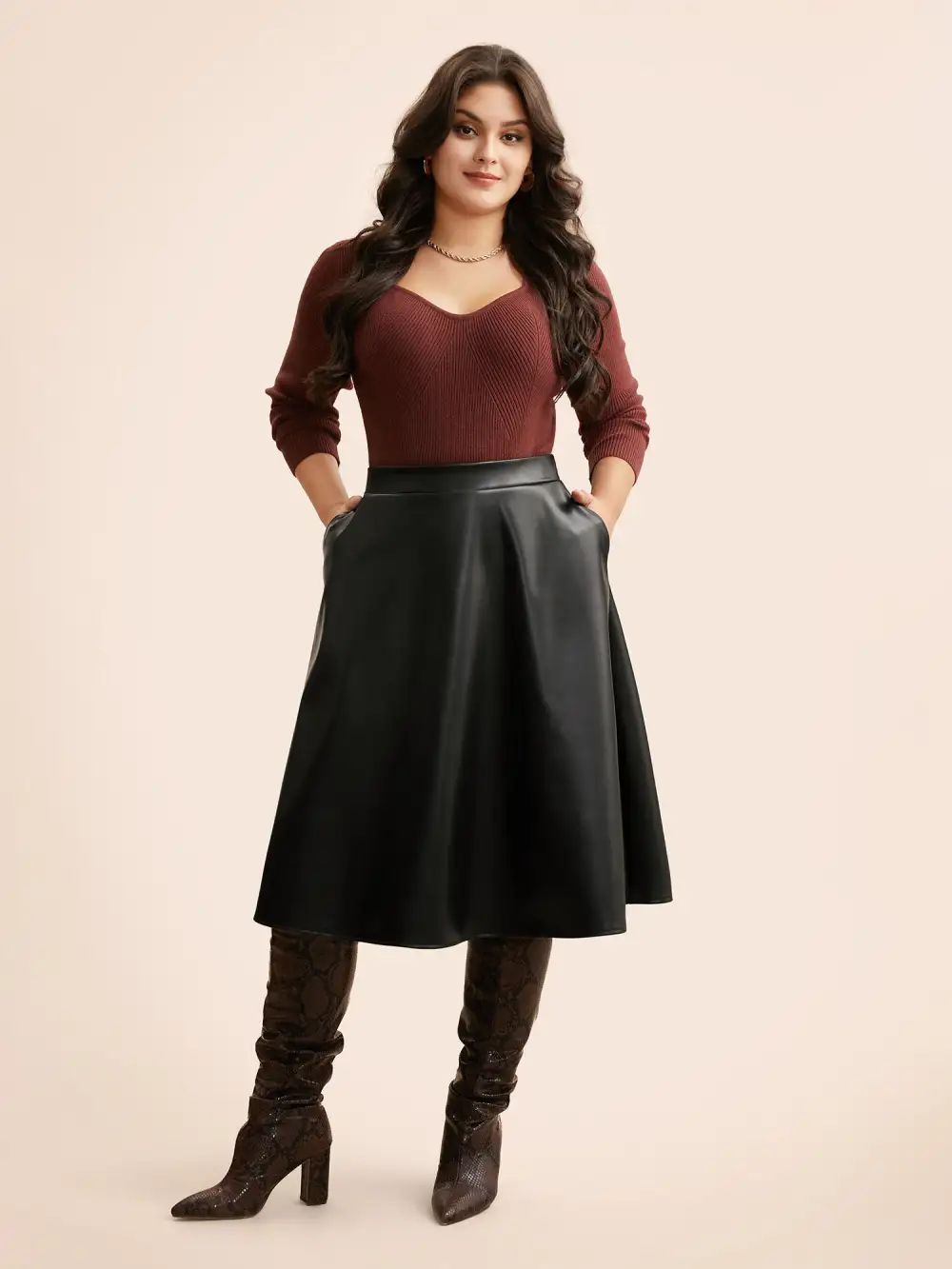 Pu Leather A-Line Skirt