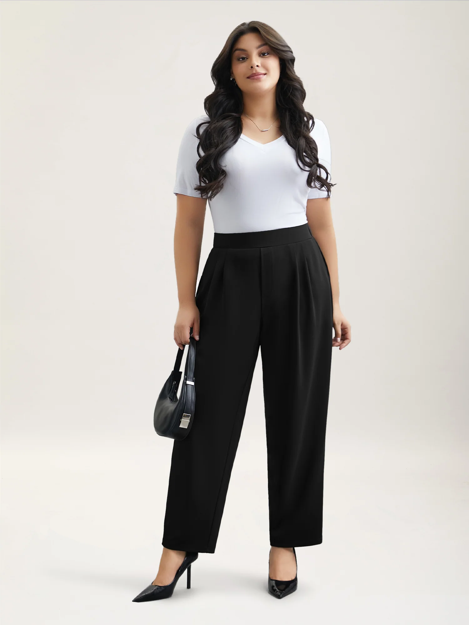 Stretchy-Waist Straight Leg Pants