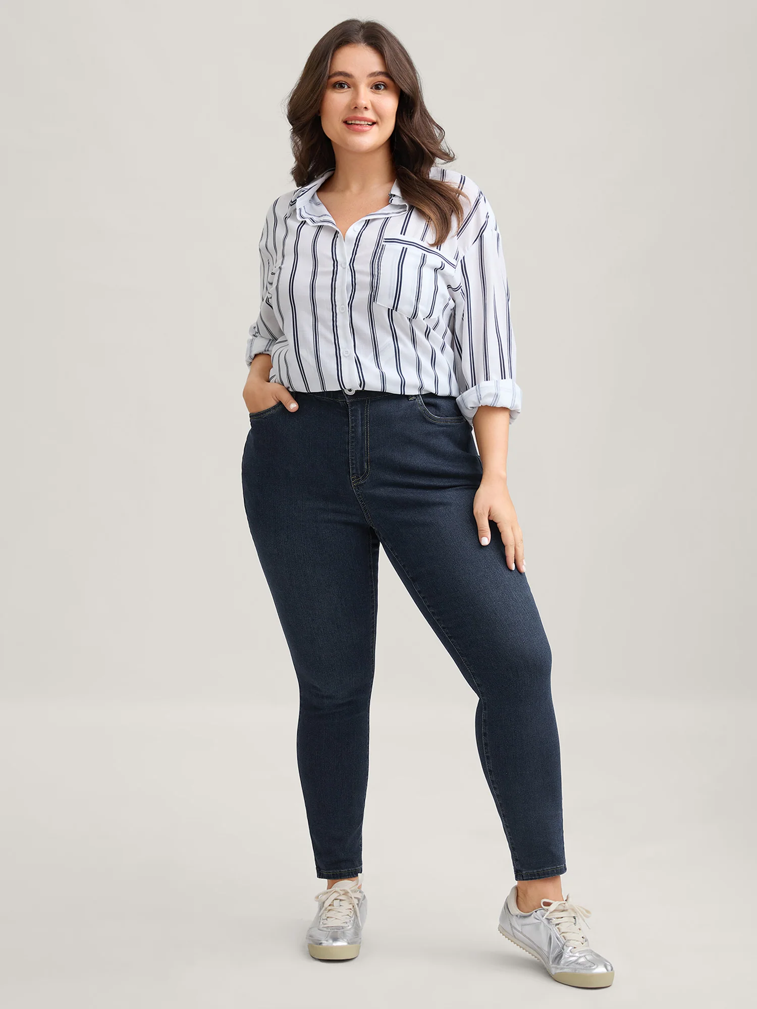 Skinny Very Stretchy High Rise Dark Wash Gap Proof Jeans