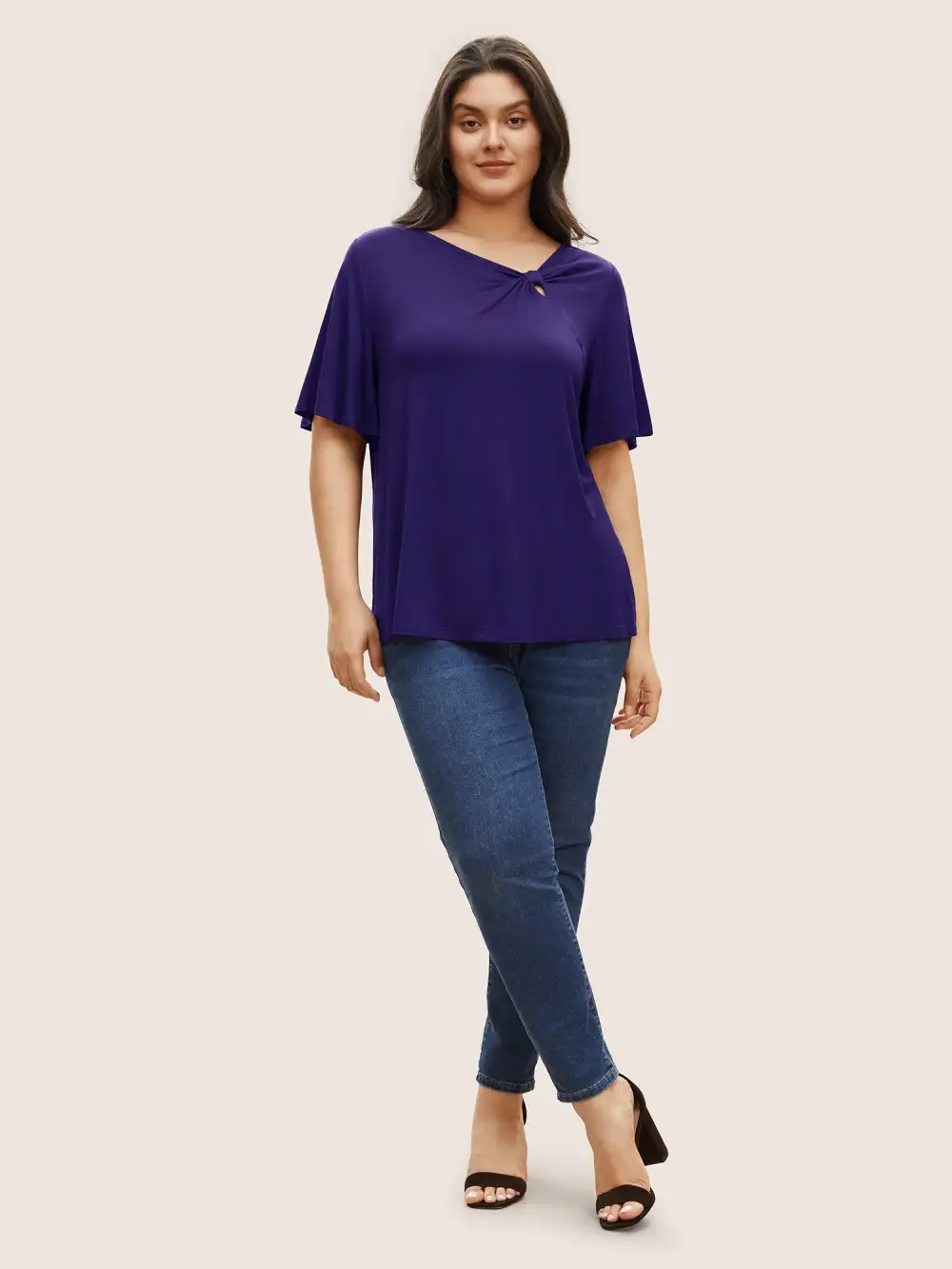 Supersoft Essentials Twist Front Asymmetrical Neck T-Shirt