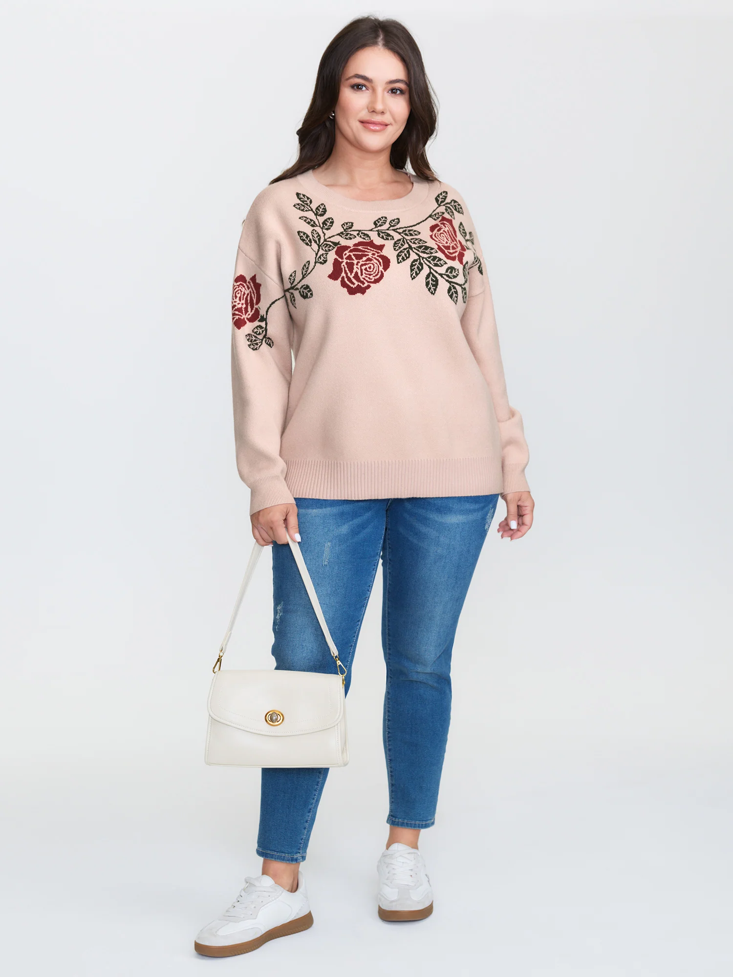 Supersoft Rosy Pattern Jacquard Pullover