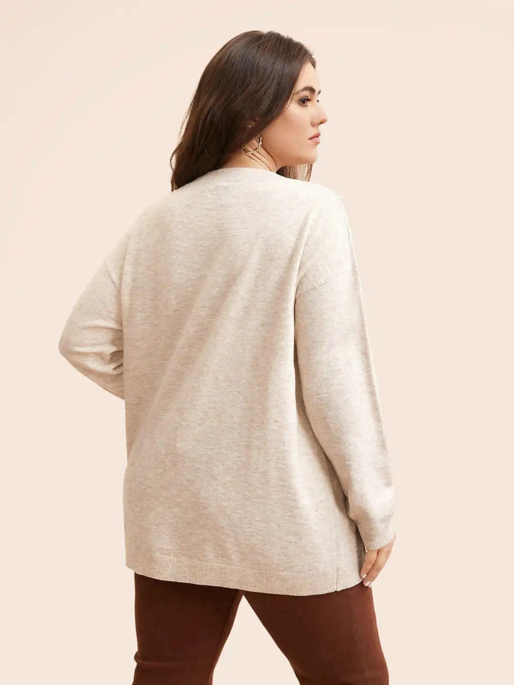 Round Neck Pearl Beaded Pullover