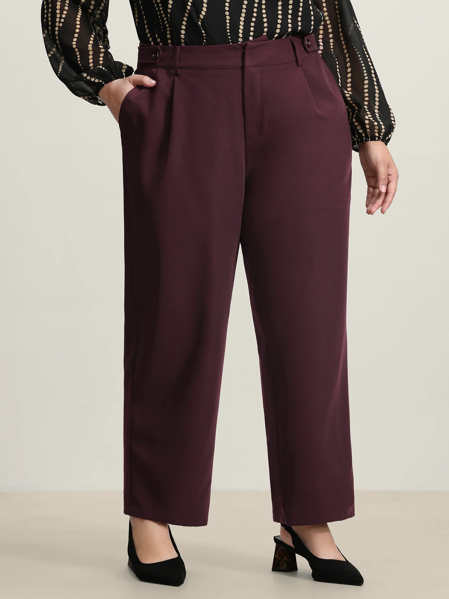 Adjustable Waist Straight-Leg Pants