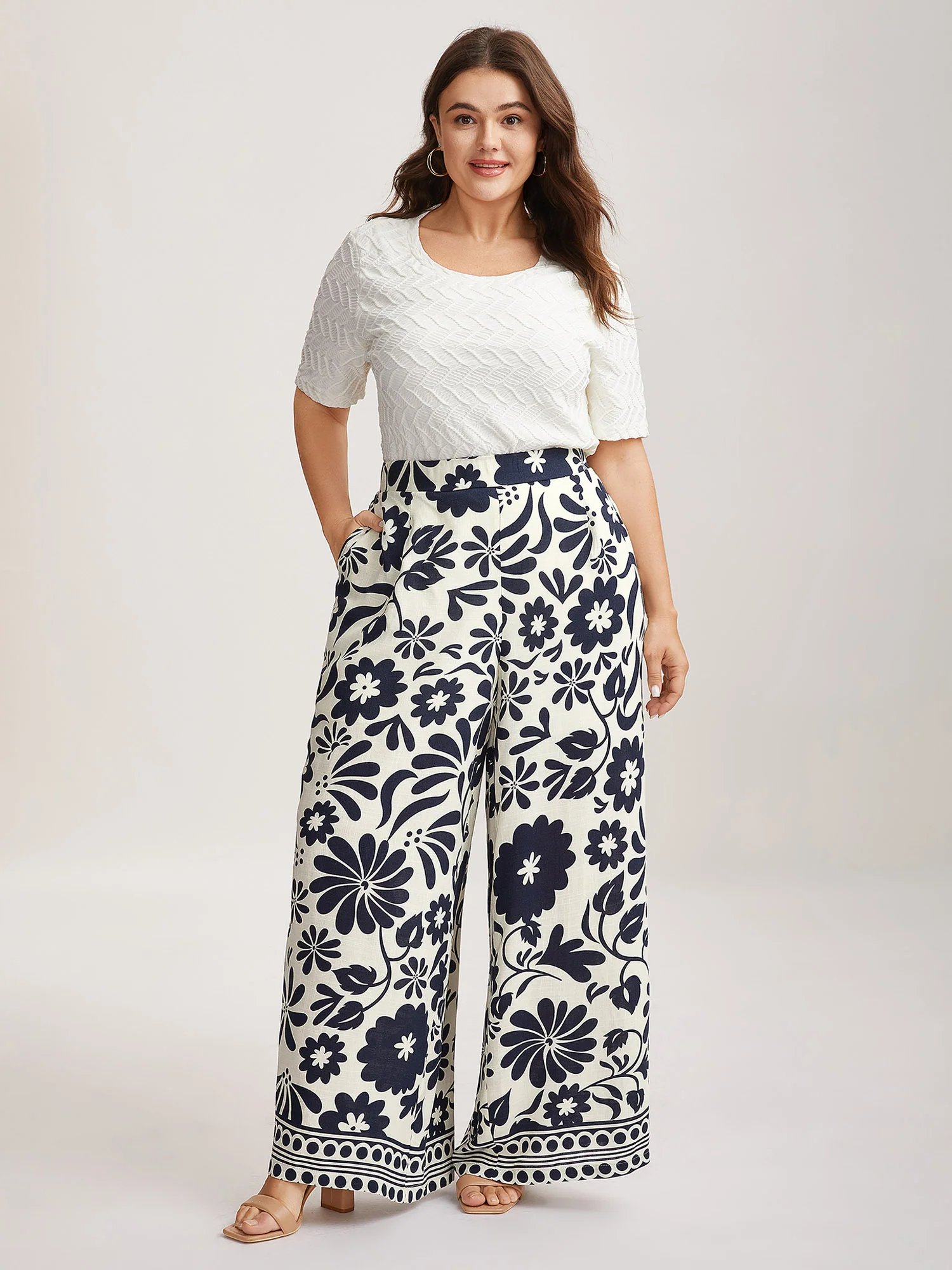 Floral Print Wide-Leg Pants