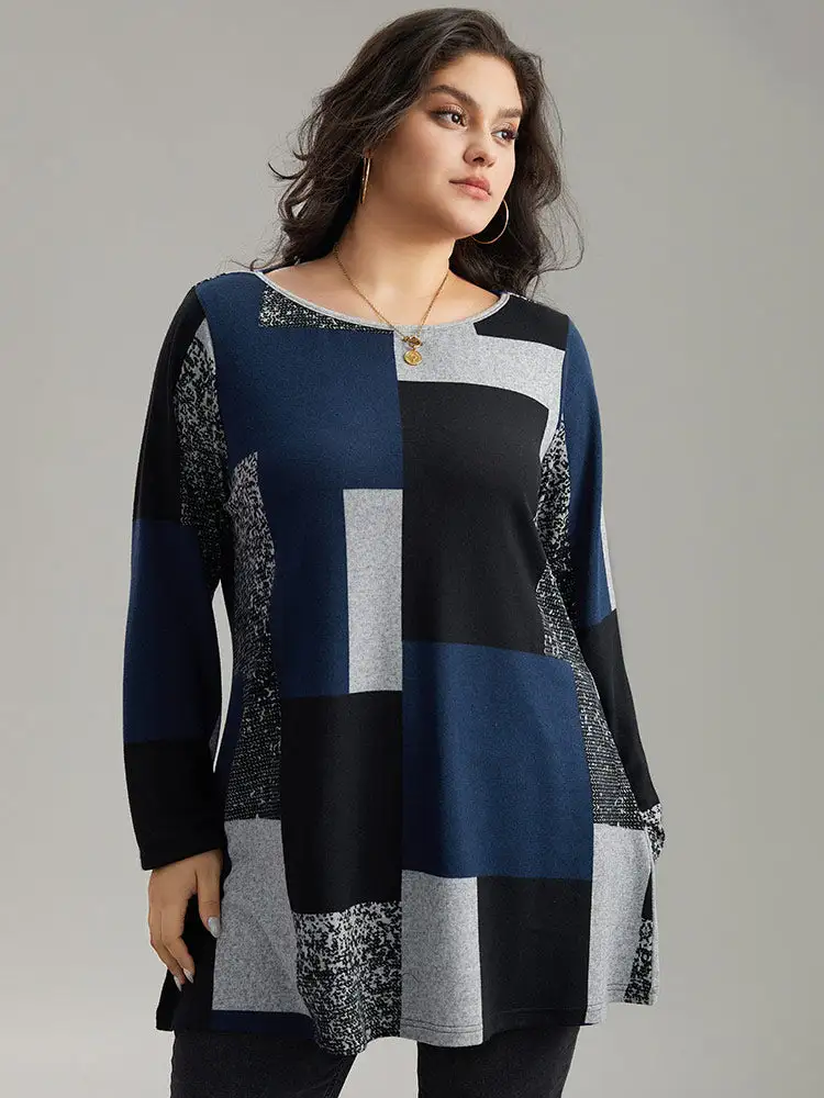 Colorblock Contrast Round Neck T-Shirt