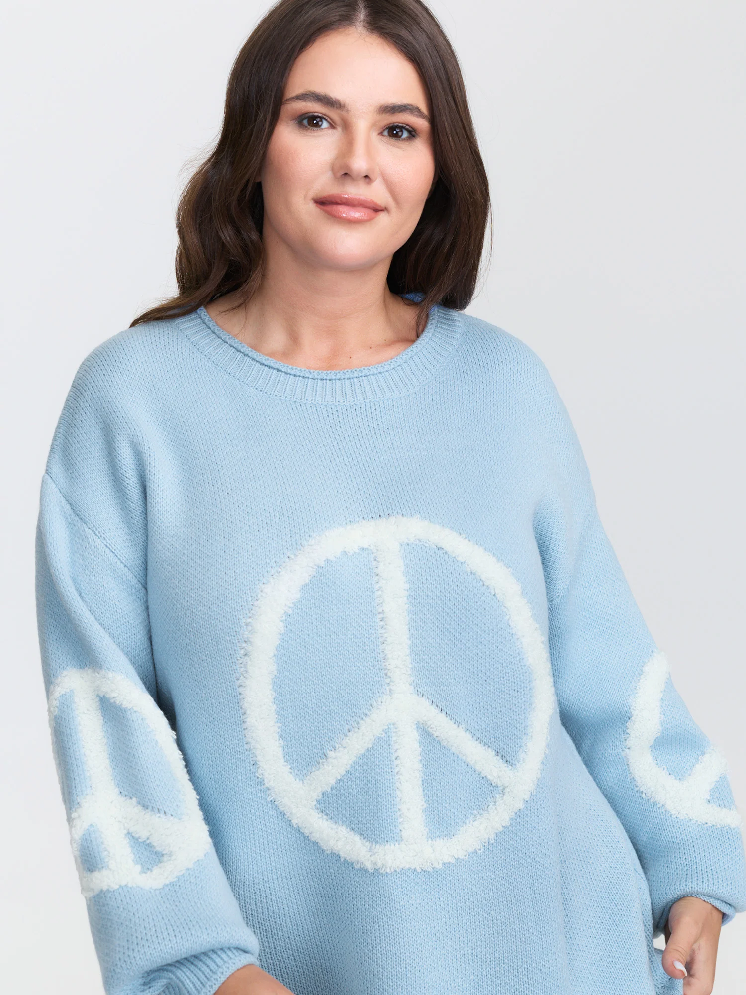 Geometric Pattern Textured Ribbed Hem Pullover