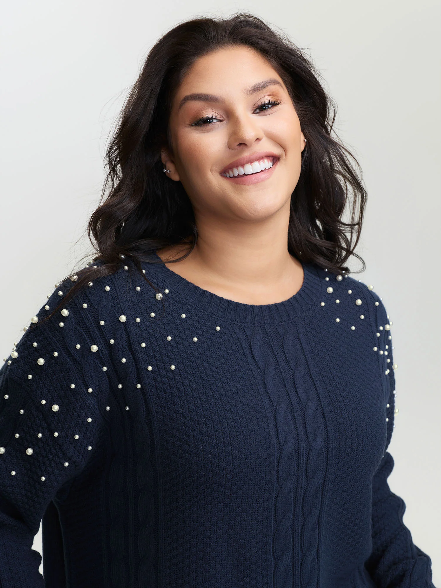 Twist Stitch Beadwork Textured Pullover