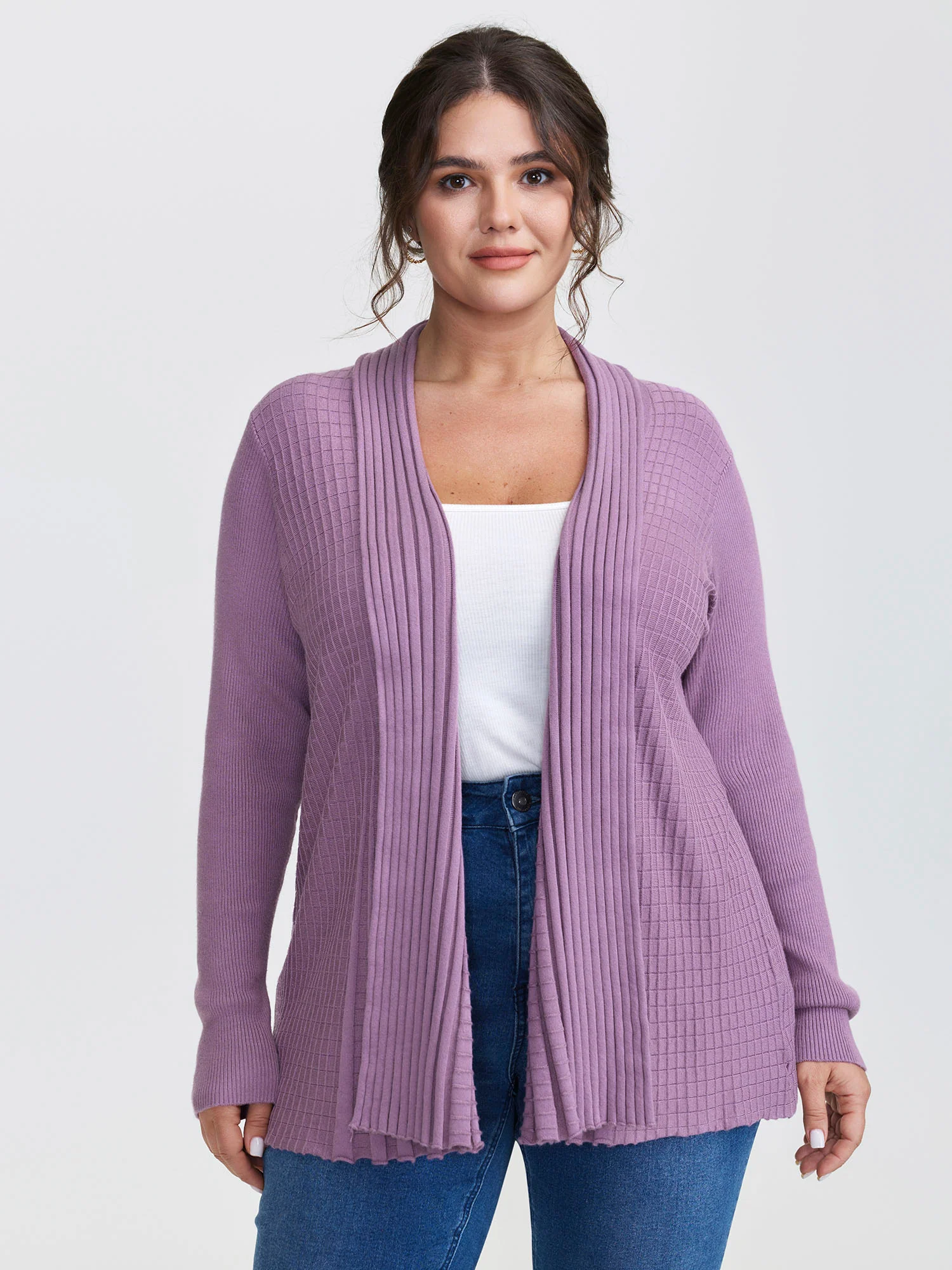 Shawl Collar Textured A-Line Cardigan