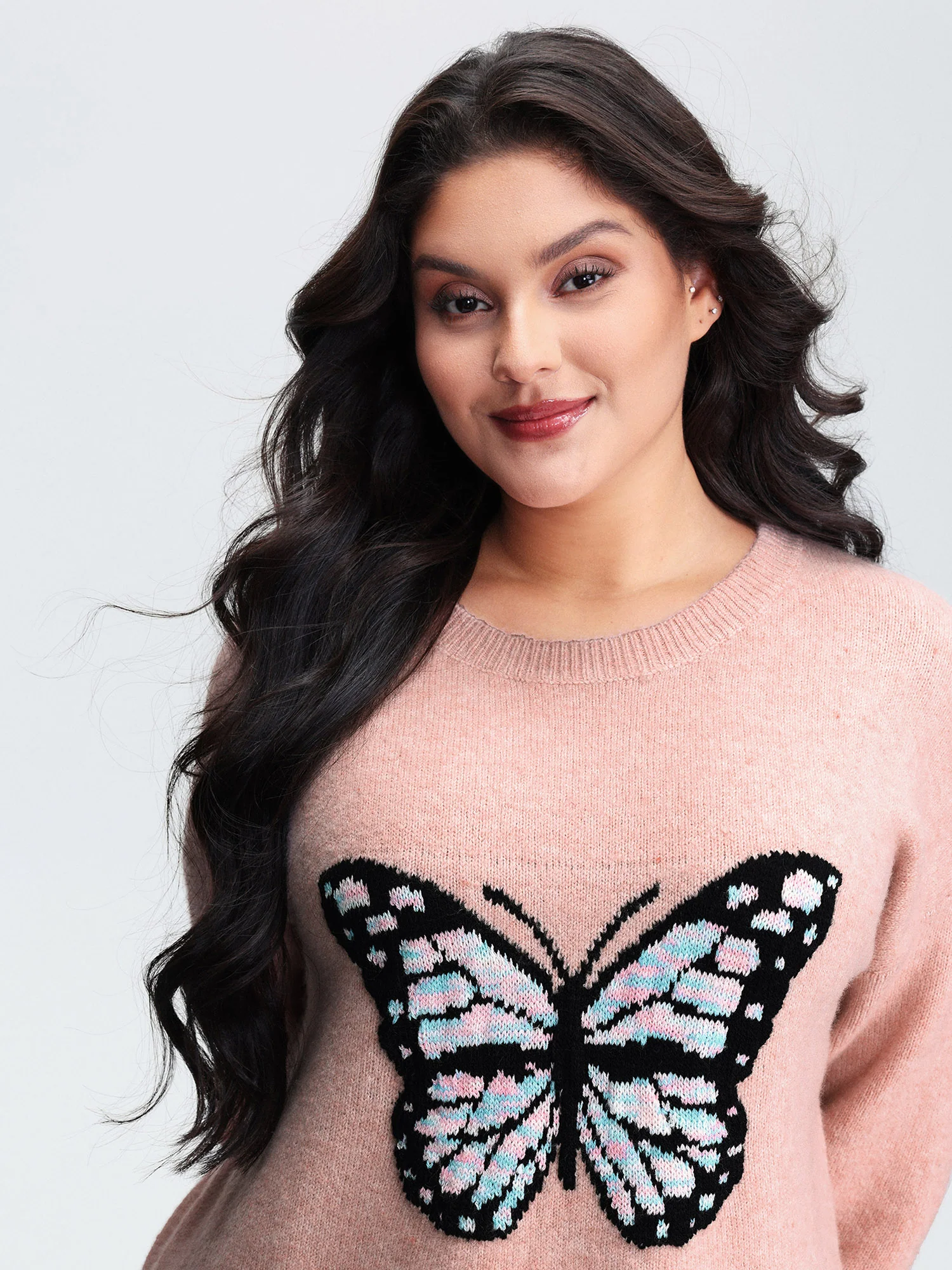 Butterfly Pattern Jacquard Pullover
