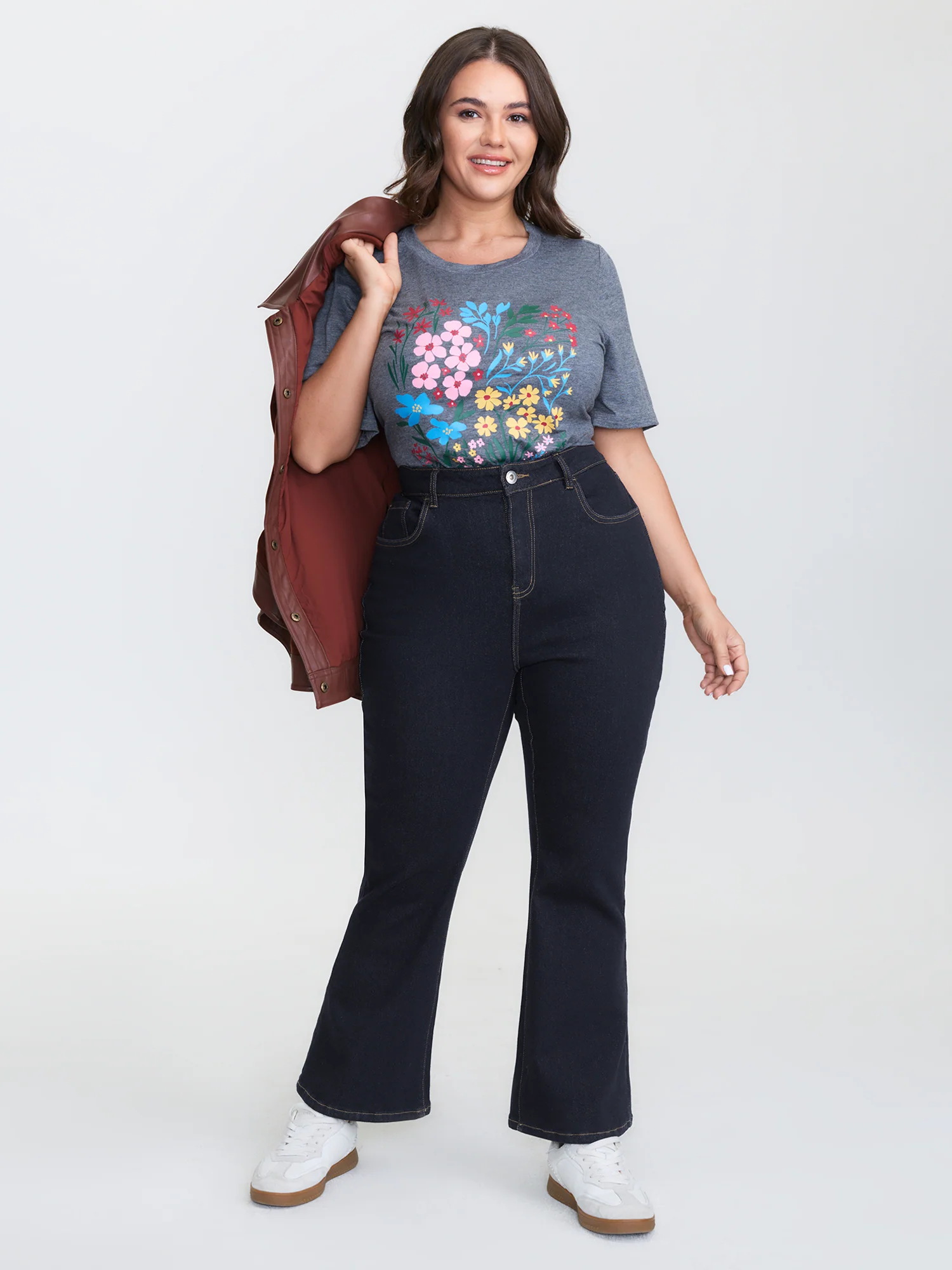 Supersoft Stretchy Mid-Rise Flared Hem Jeans