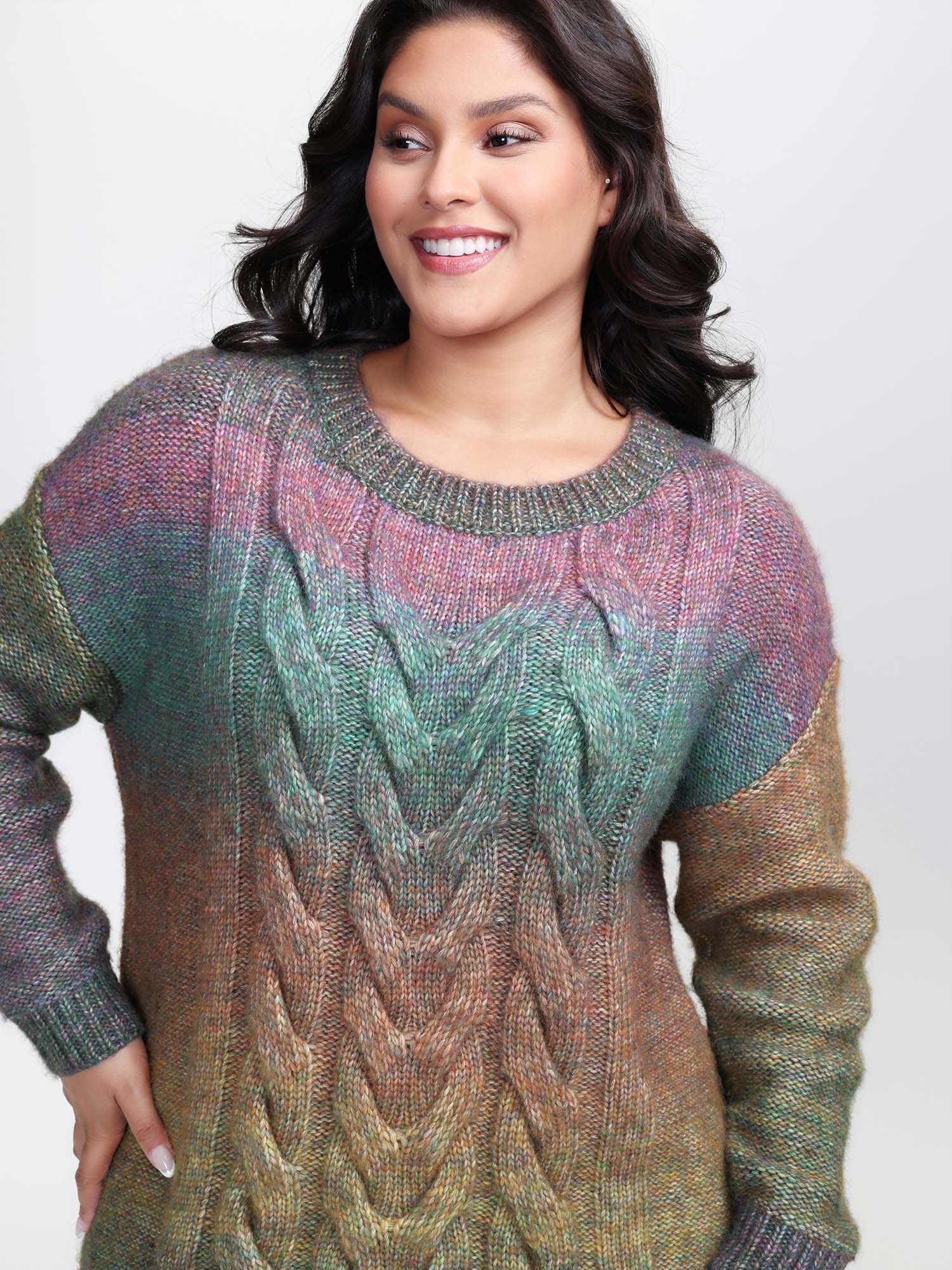 Heather Color Gradient Drop Shoulder Pullover