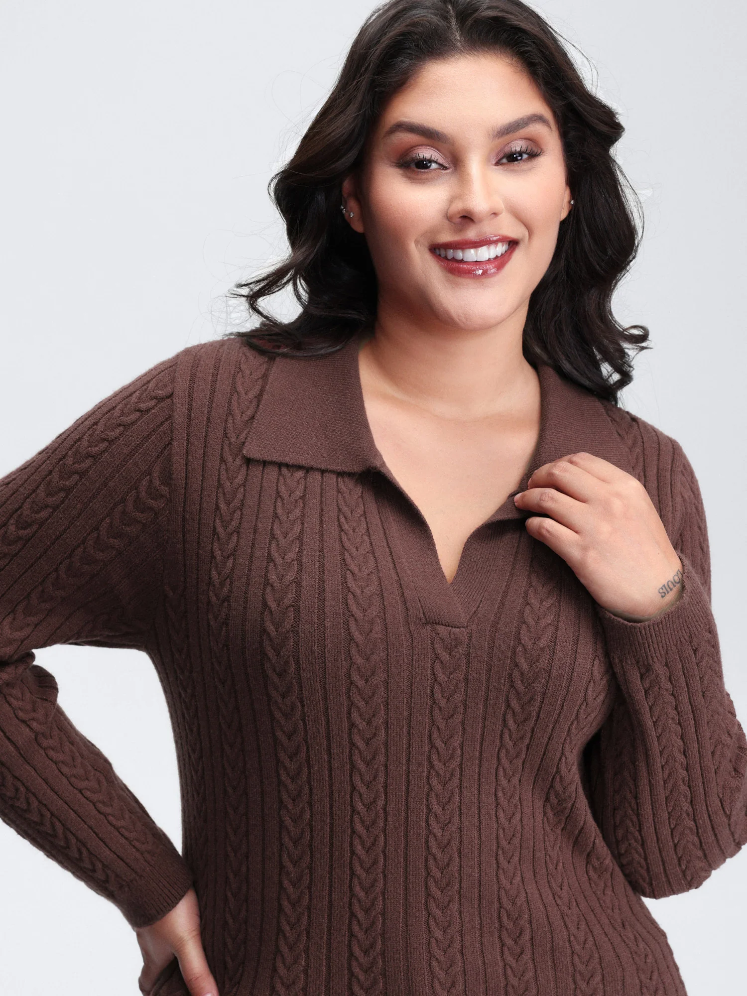 Polo Collar Textured Fitted Pullover