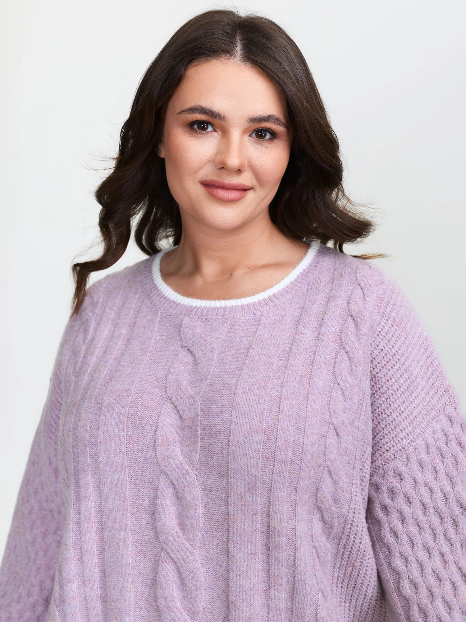 Textured Contrast Edges Lantern Sleeve Pullover