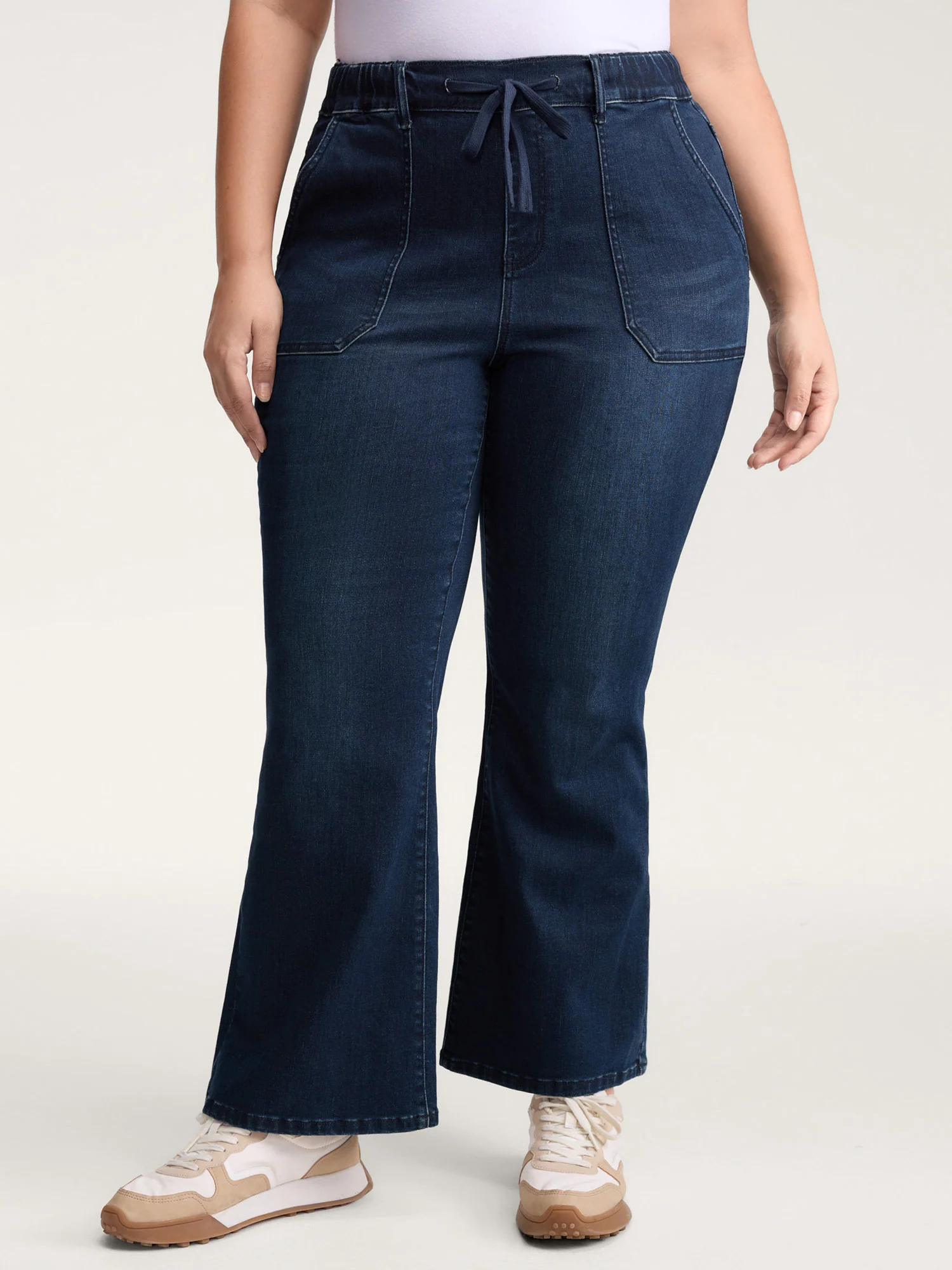 Supersoft Elastic Waist Drawstring Bootcut Jeans