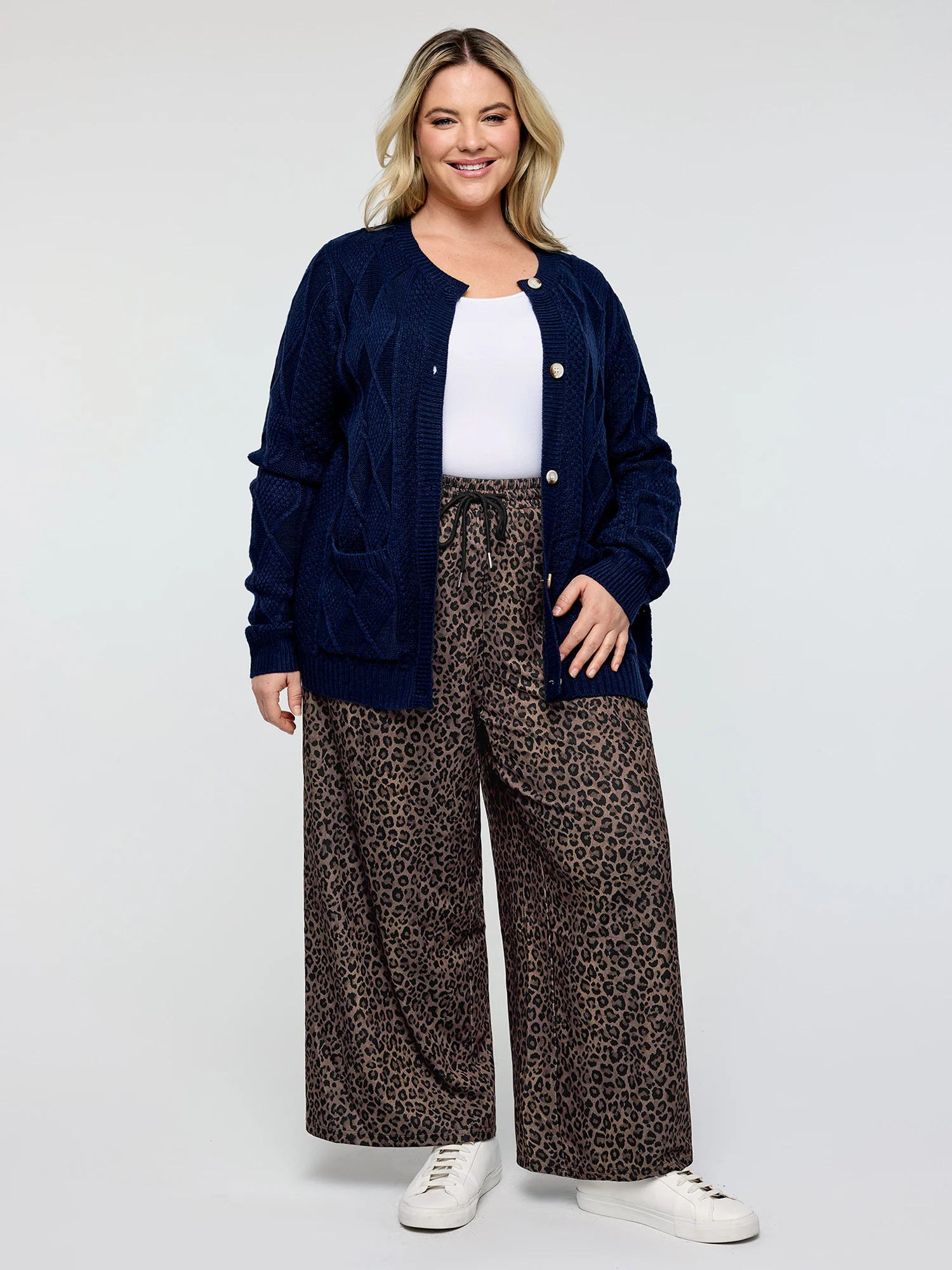 Leopard Print Drawstring Waist Pants