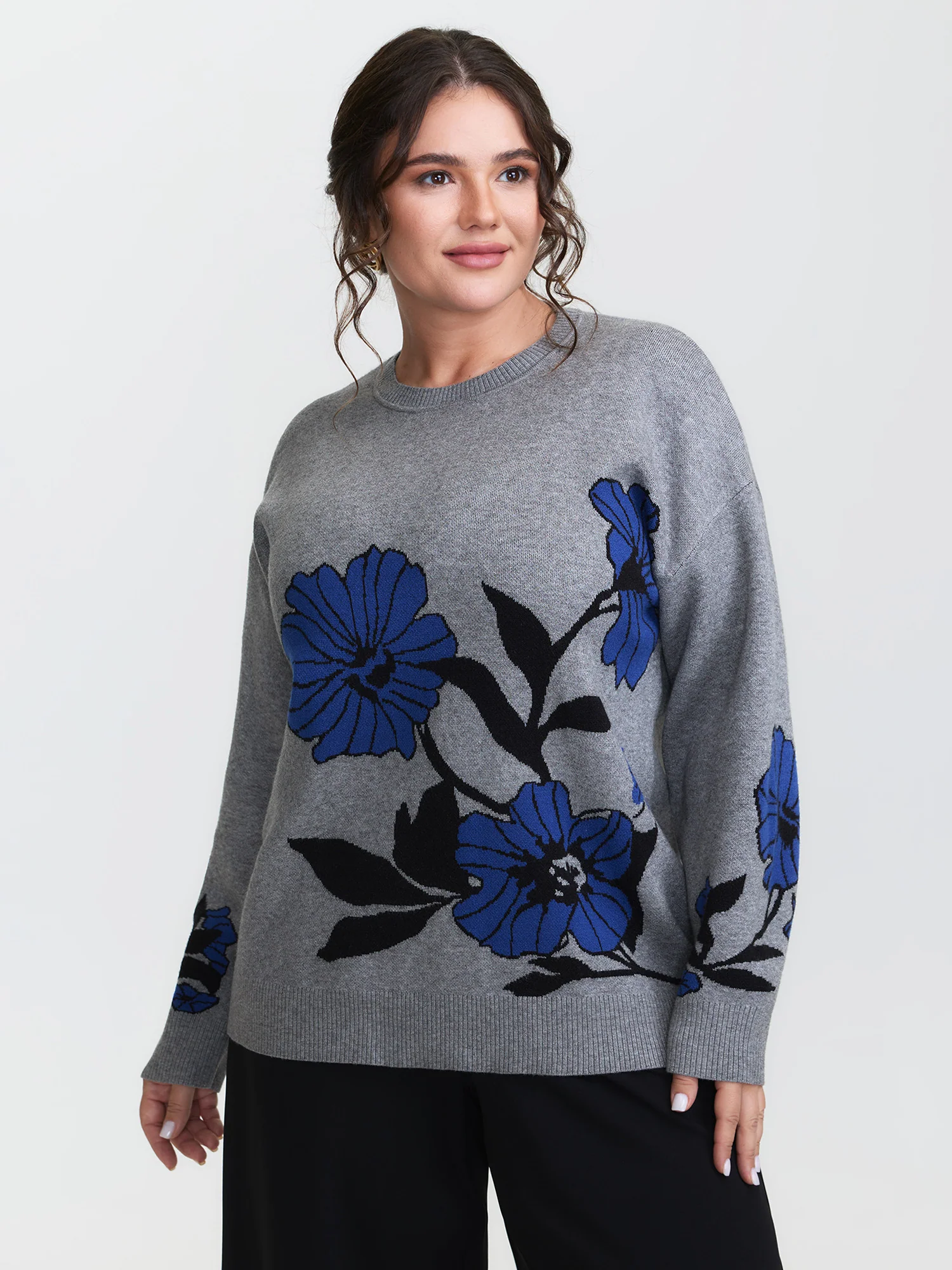Supersoft Floral Round Neck Pullover